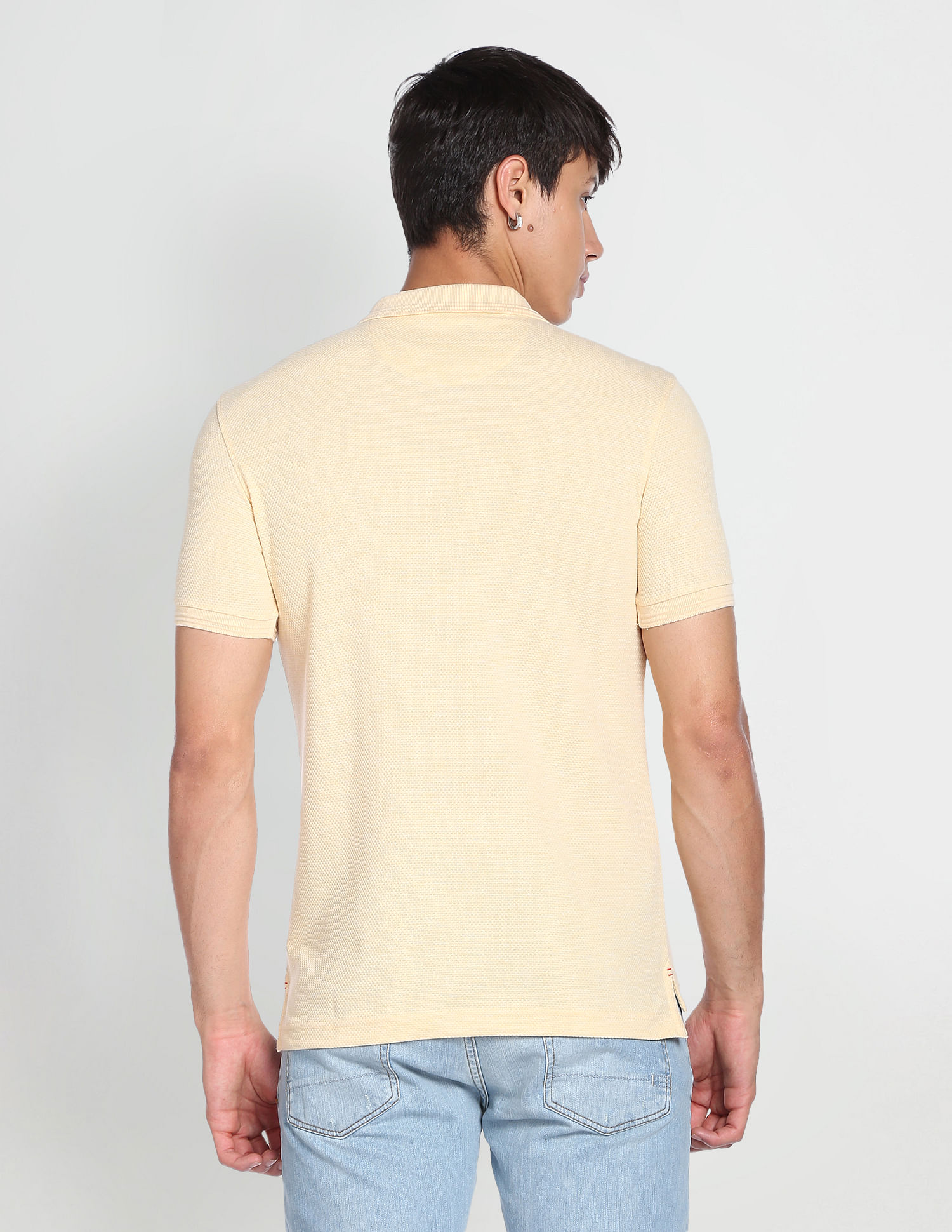 Flying Machine Jacquard Pique Solid Polo Shirt