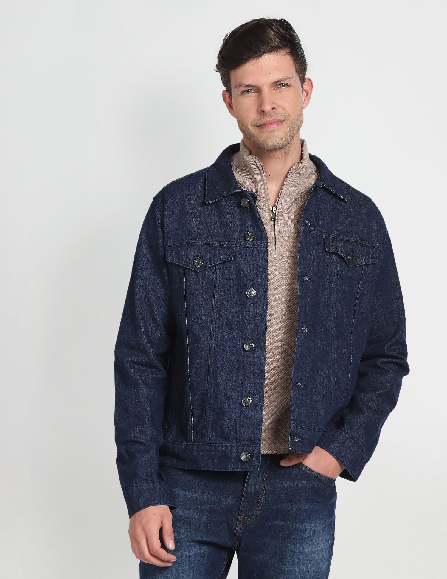 Buy Hozie Men's Regular Fit Stylish Jacket,Casual Denim Jacket (L) at  Amazon.in
