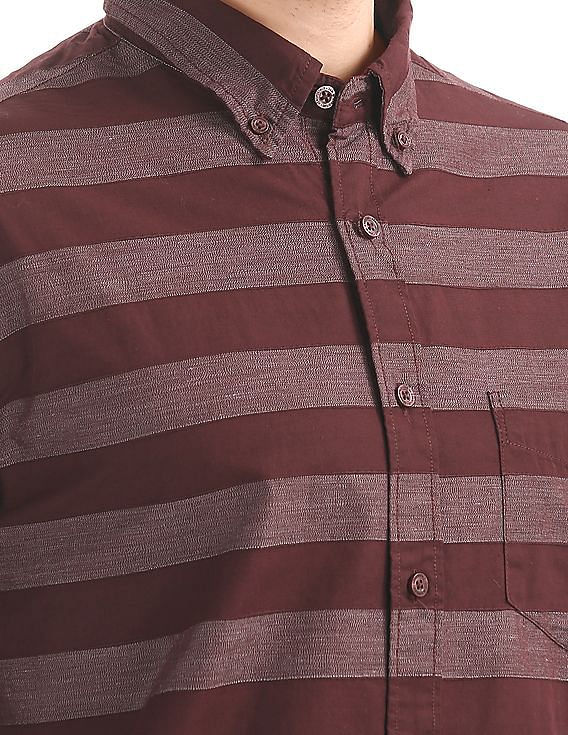 Aeropostale Horizontal Stripe Button Down Shirt