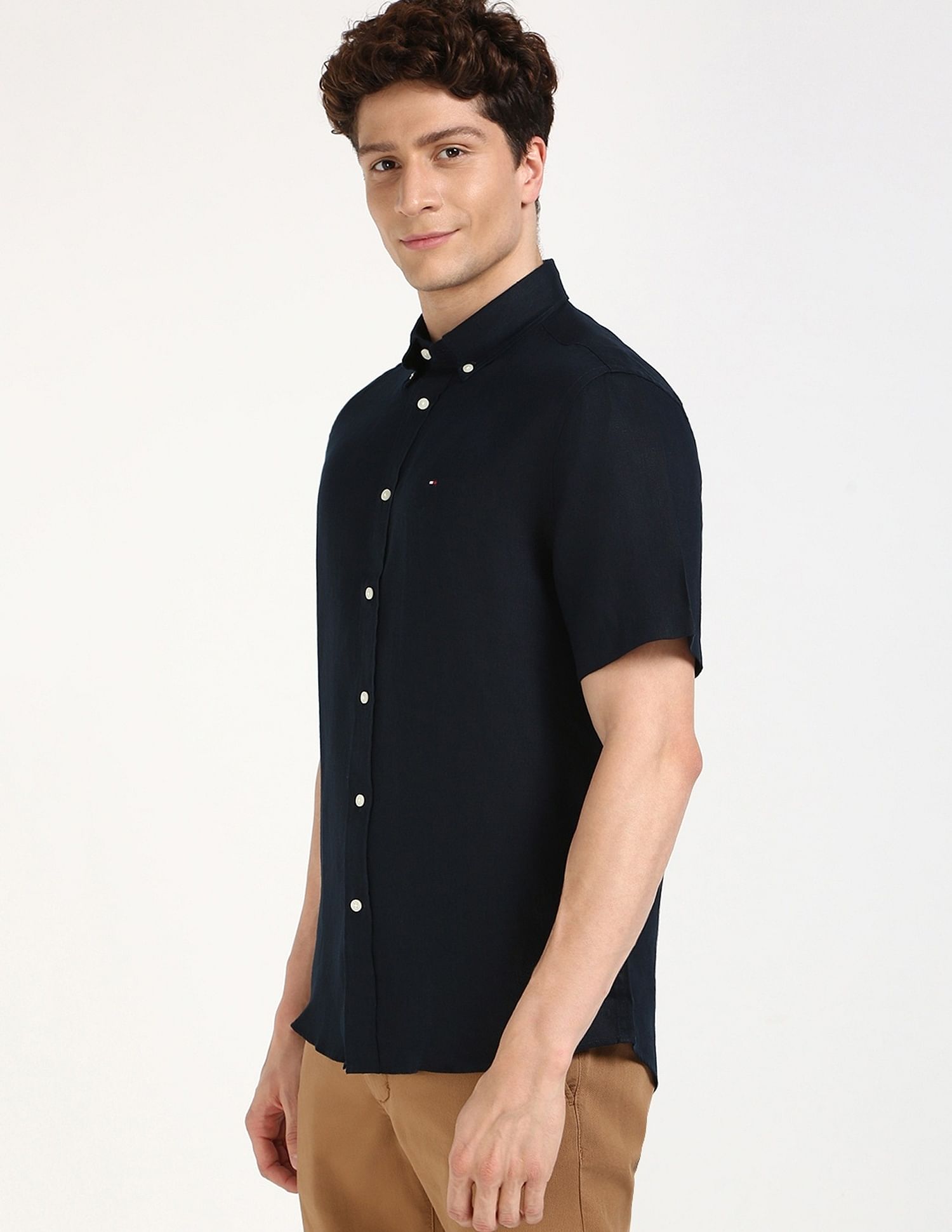 Tommy Hilfiger Solid Regular-Fit Linen Shirt