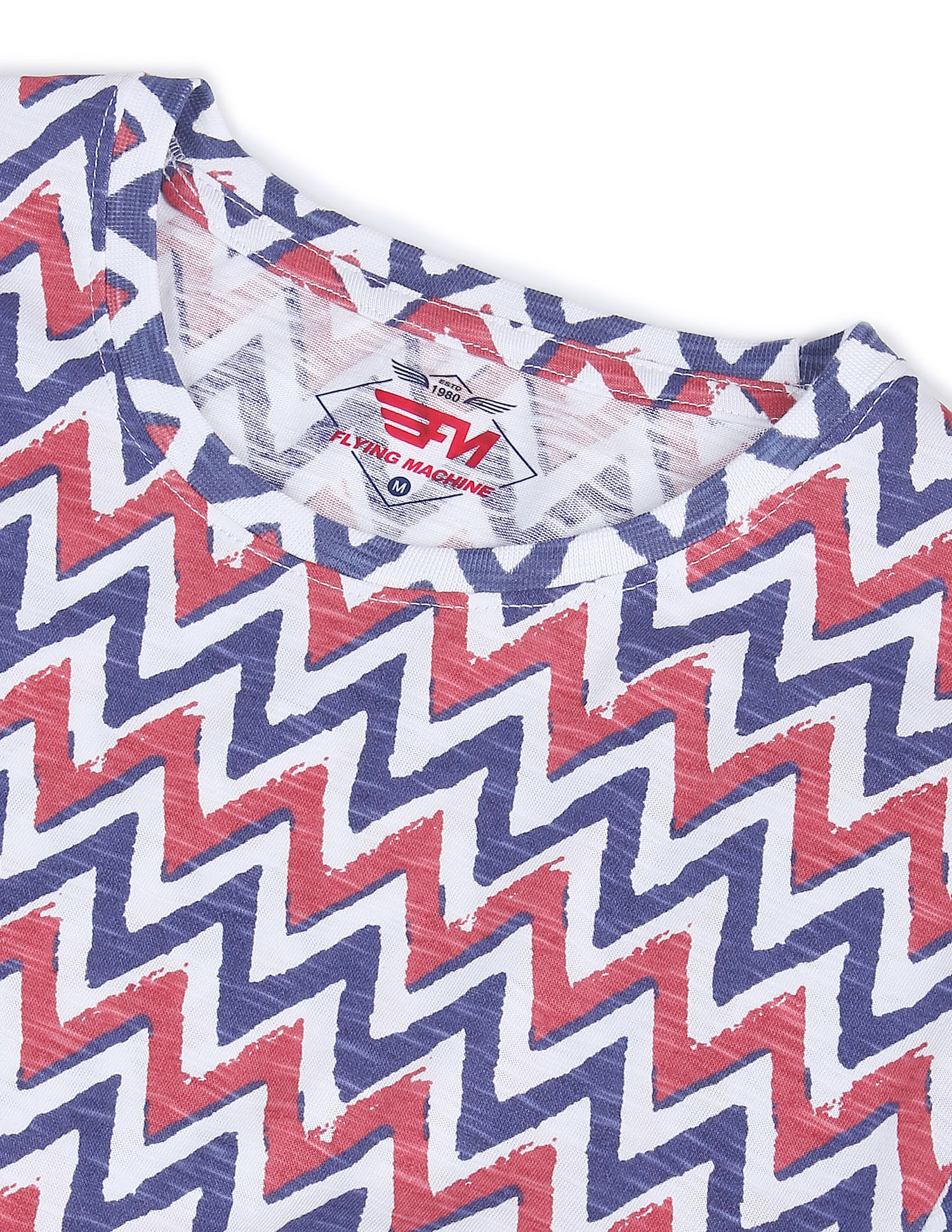 Flying Machine Chevron Print Cotton T-Shirt
