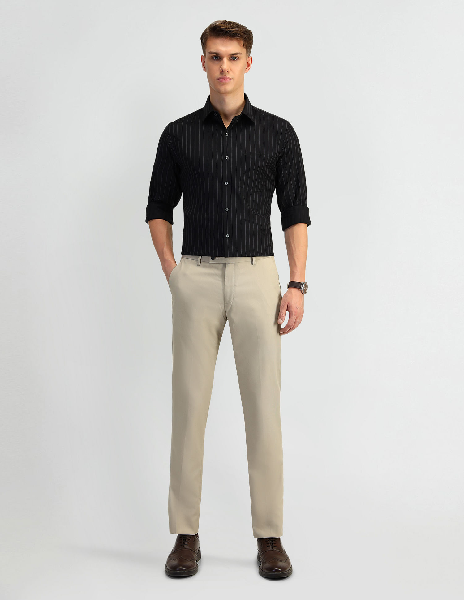 Arrow Liberty Classic Fit Vertical Striped Shirt