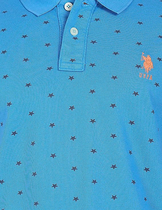 U.S. Polo Assn. Ribbed Collar Printed Polo Shirt