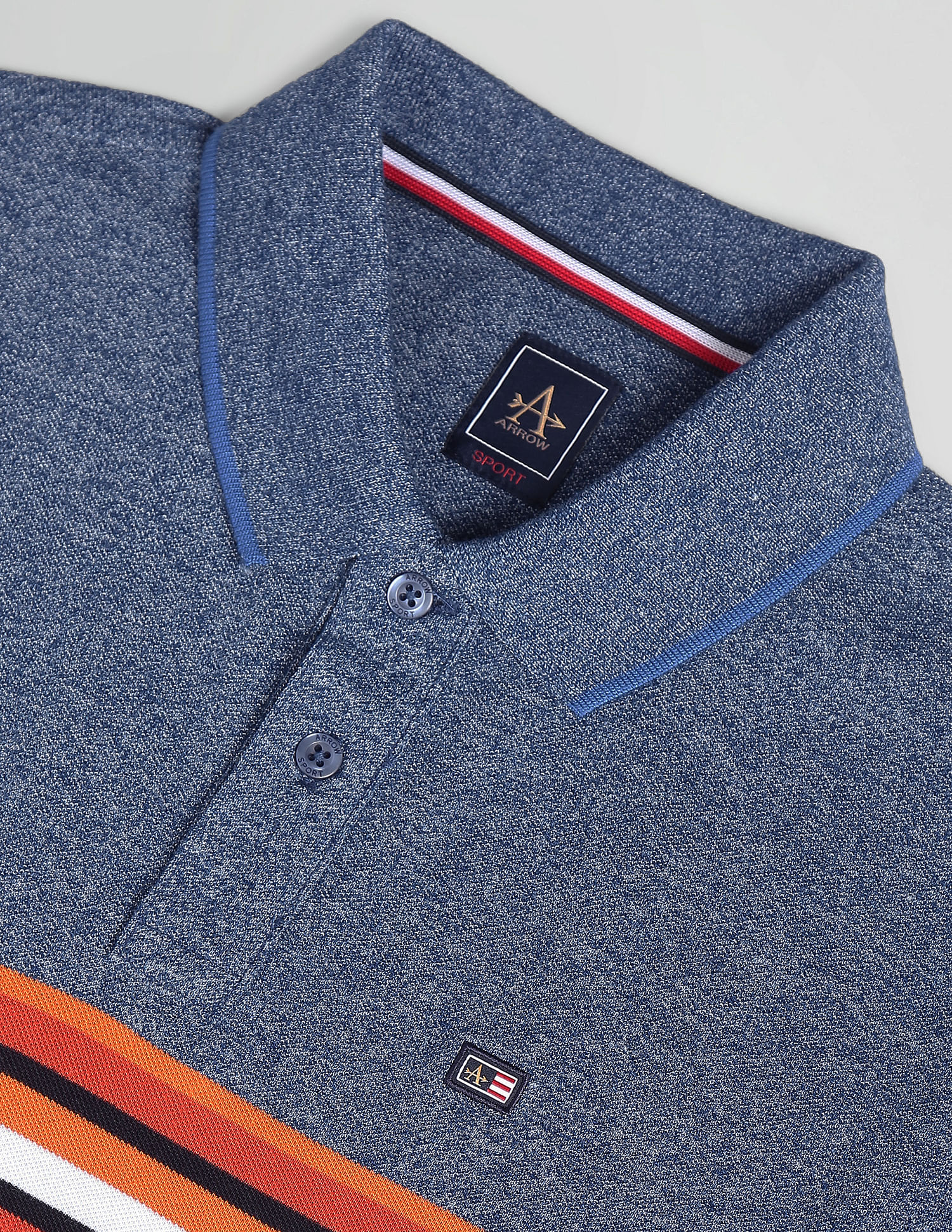 Arrow Sports Horizontal Stripe Heathered Polo Shirt