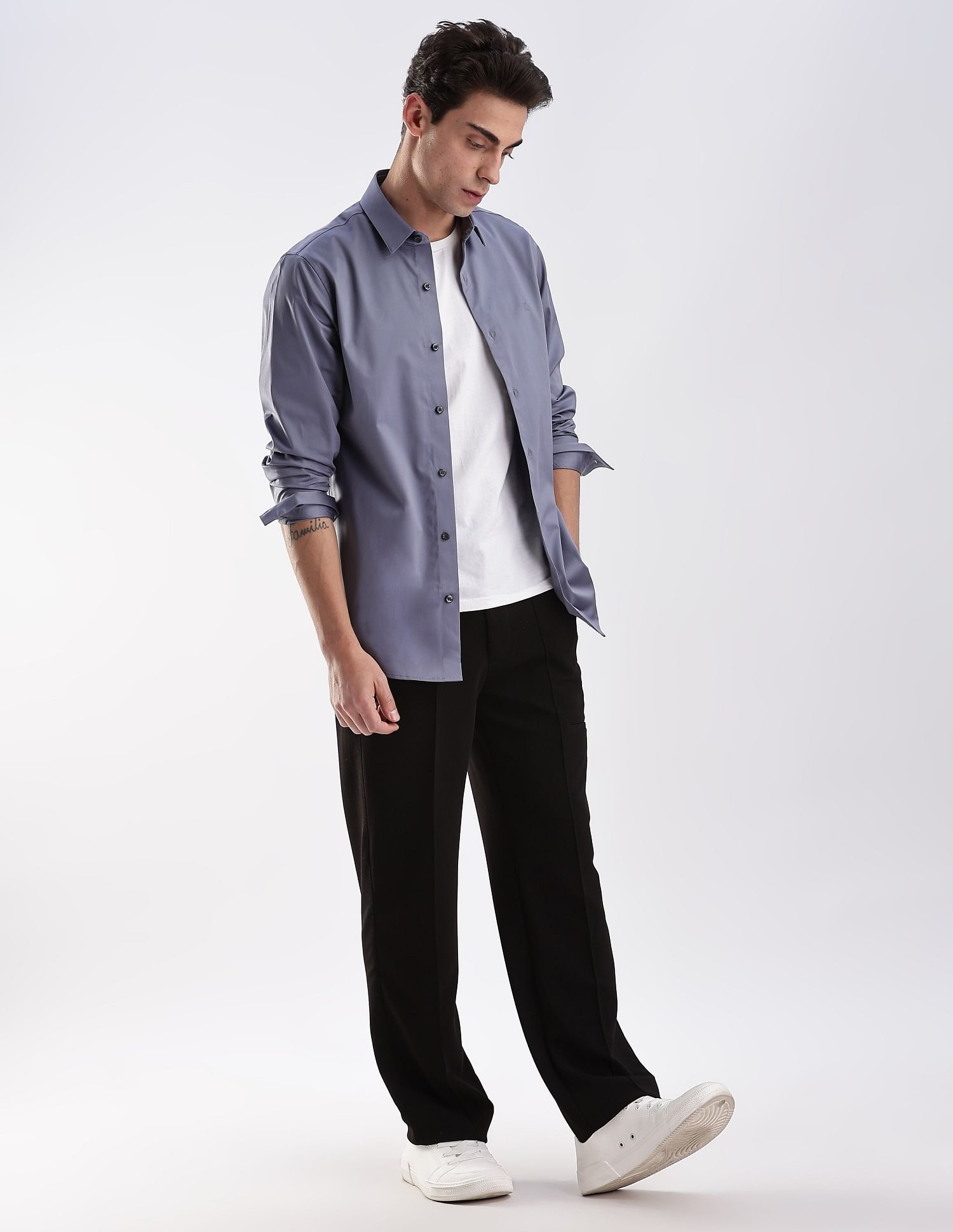 Calvin Klein Jeans Solid Slim Fit Satin Woven Shirt