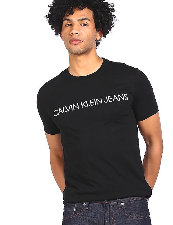 Buy Calvin Klein Men Black Crew Neck Cotton T-Shirt - Pack Of 2 
