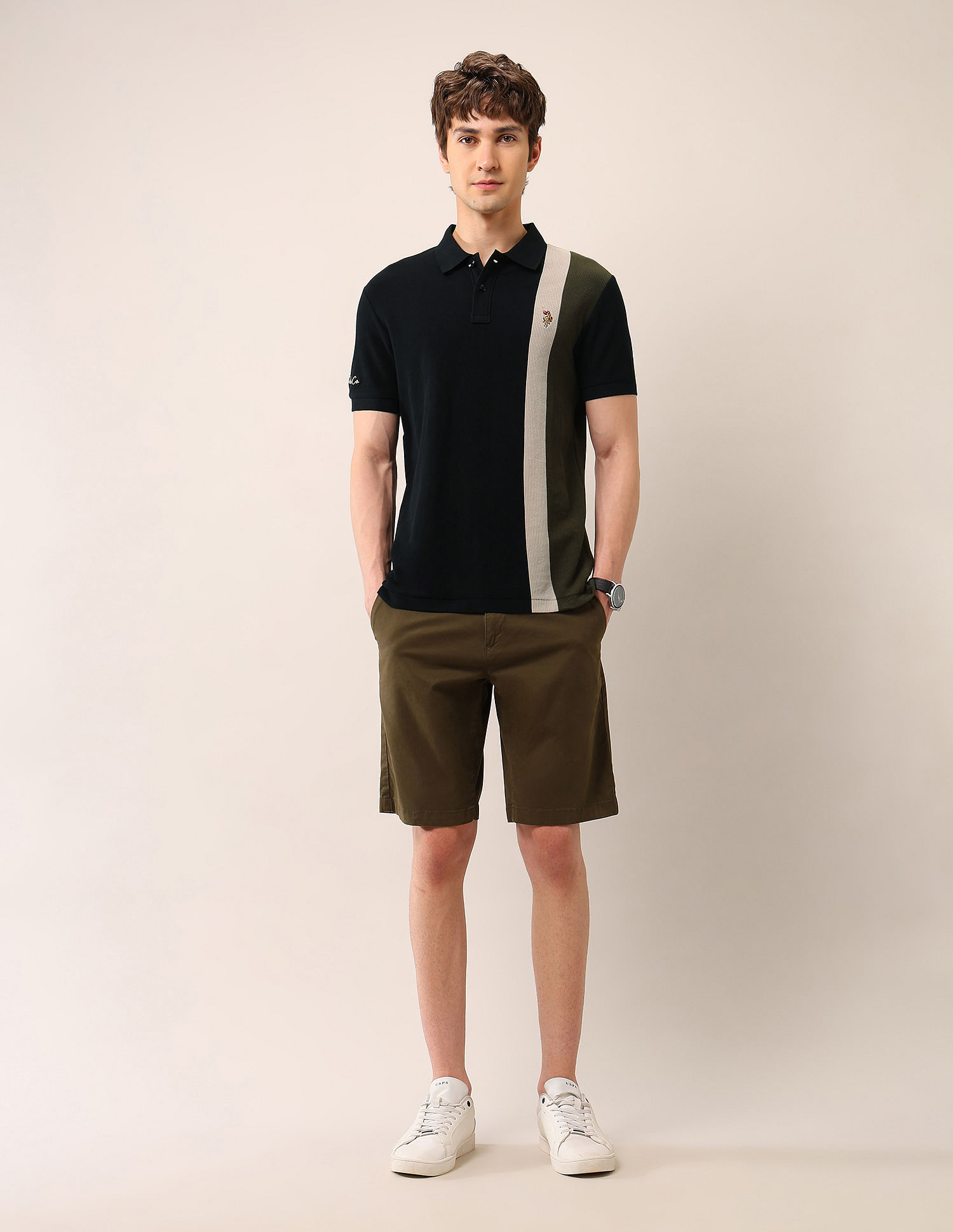 U.S. Polo Assn. Denim Co. Colourblocked Pure Cotton Polo Shirt