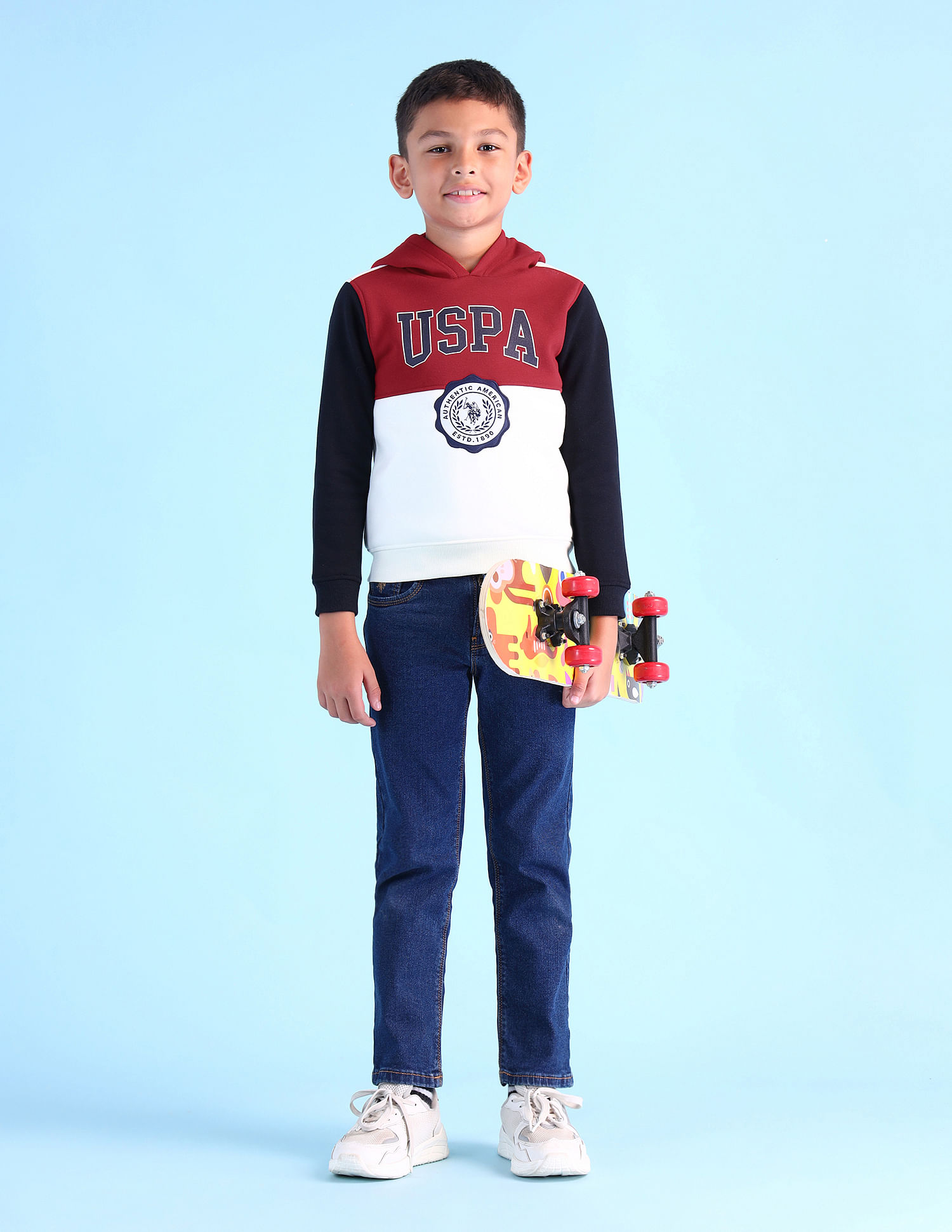 U.S. Polo Assn. Kids Boys Brand Printed Hooded Sweatshirt