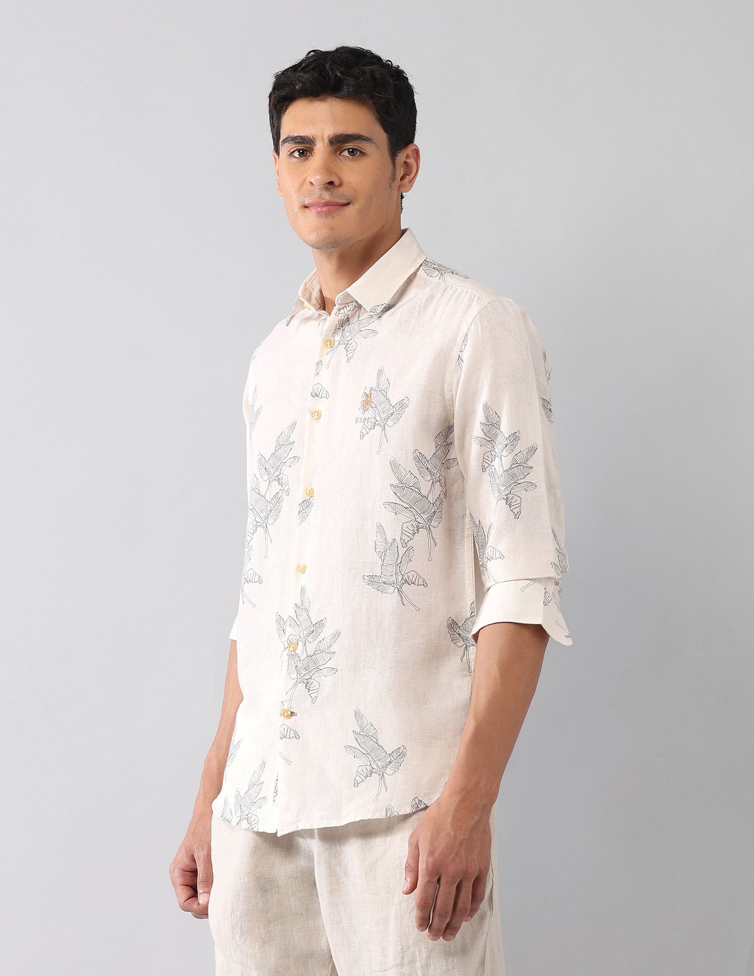 U.S. Polo Assn. Denim Co. Tropical Printed Poplin Regular Fit Shirt