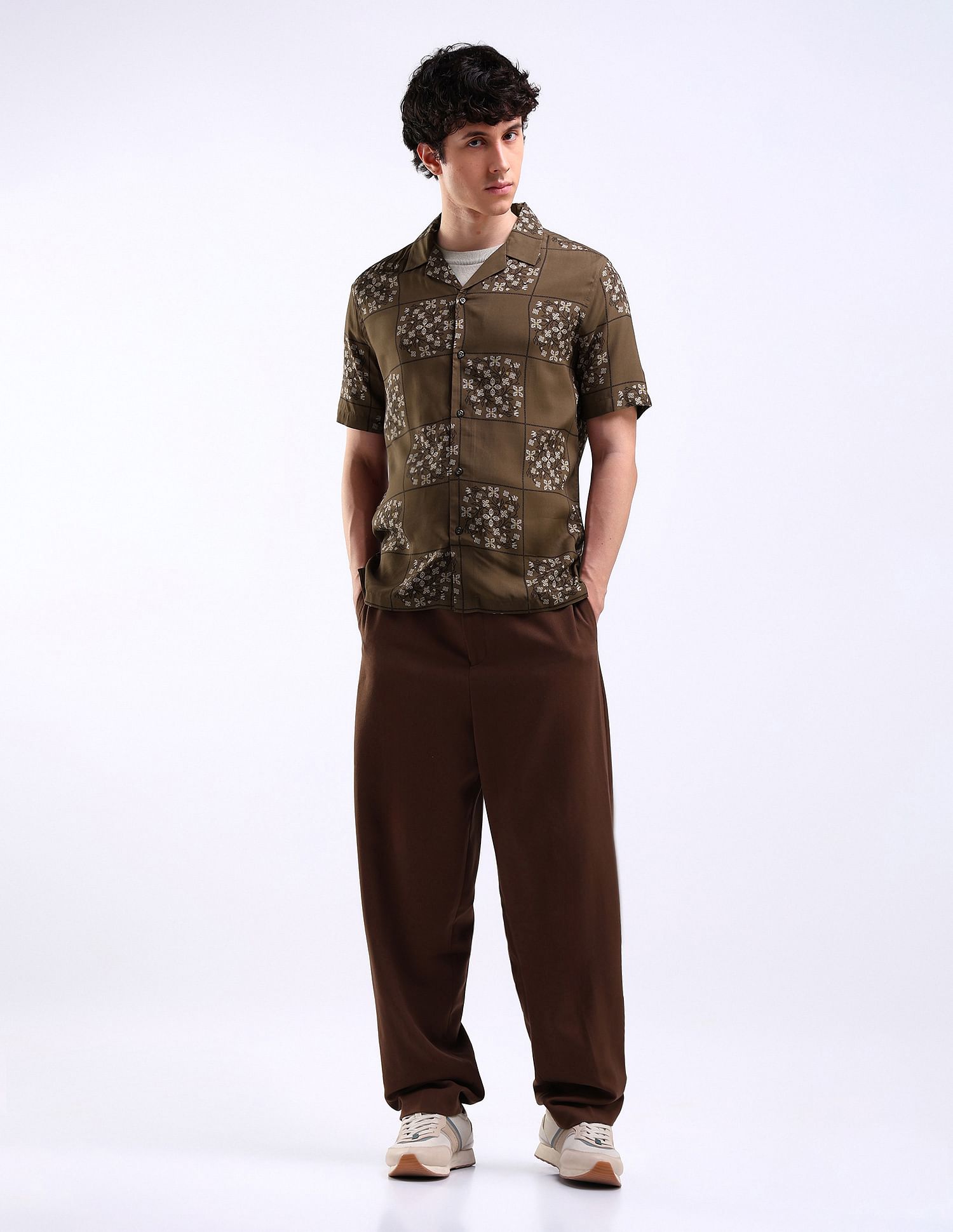 Flying Machine Cuban Collar Holiday Shirt