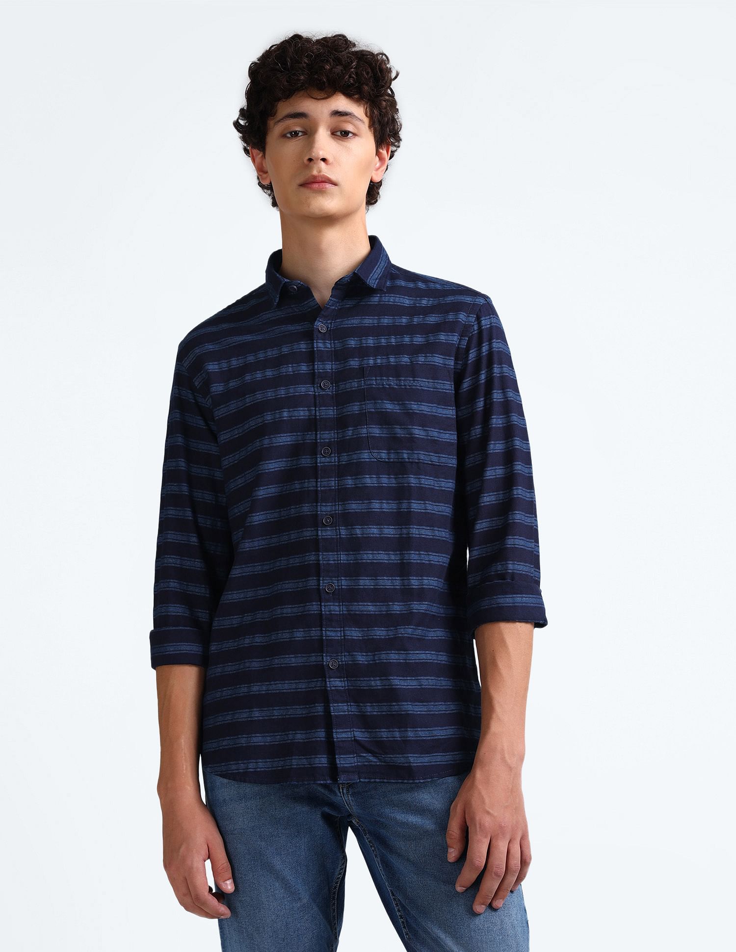 Flying Machine Horizontal Stripe Slim Fit Shirt