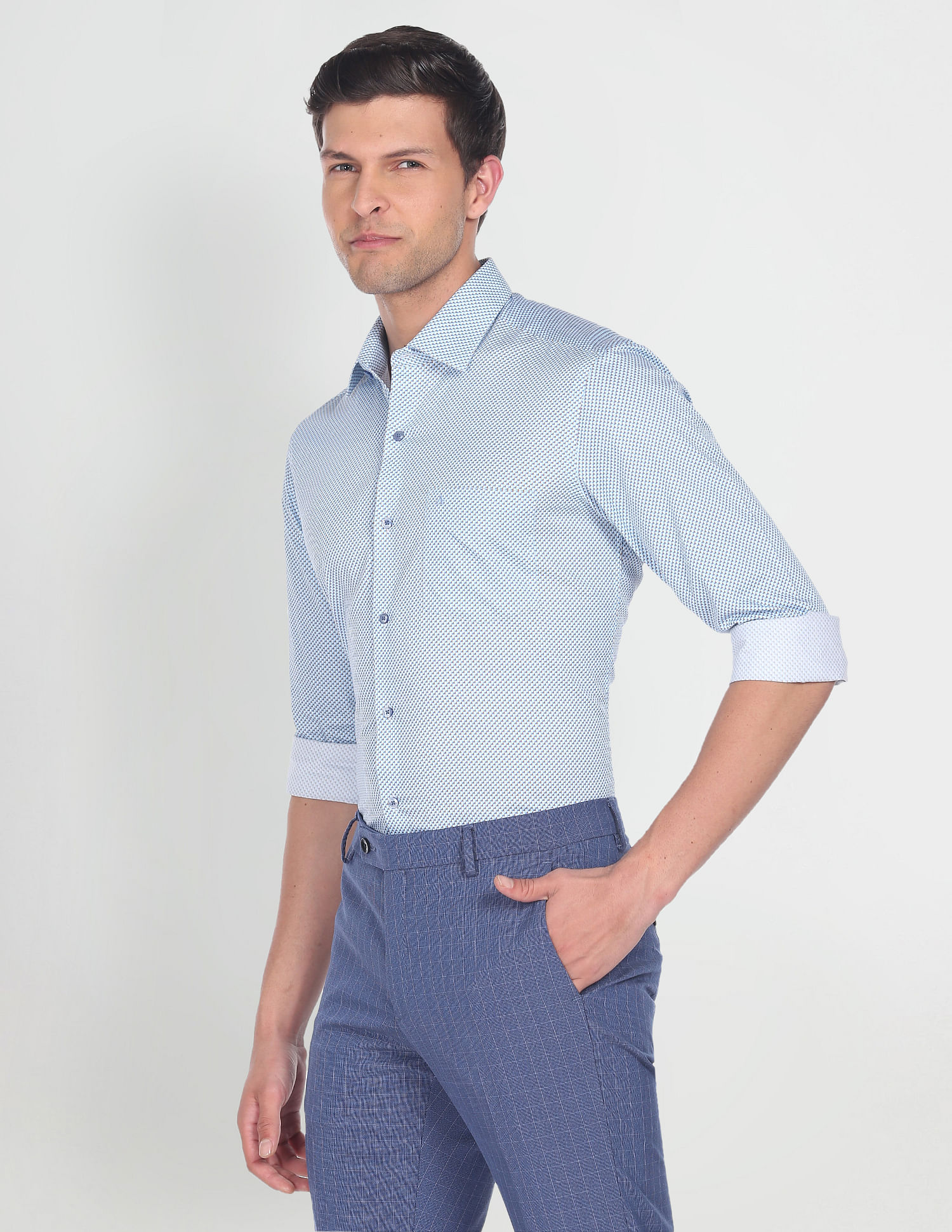 Arrow Geometric Print Dobby Shirt