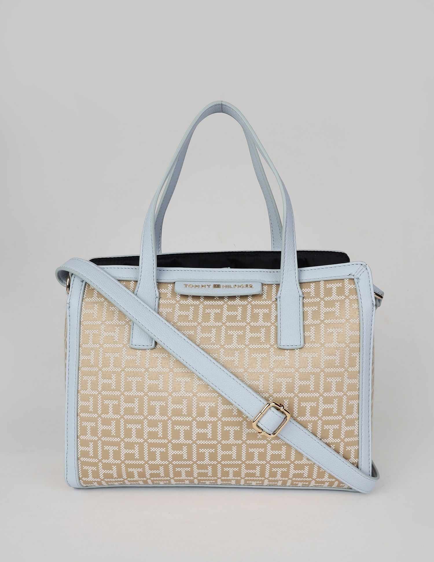 Tommy Hilfiger Logo Beige Cotton Handbags