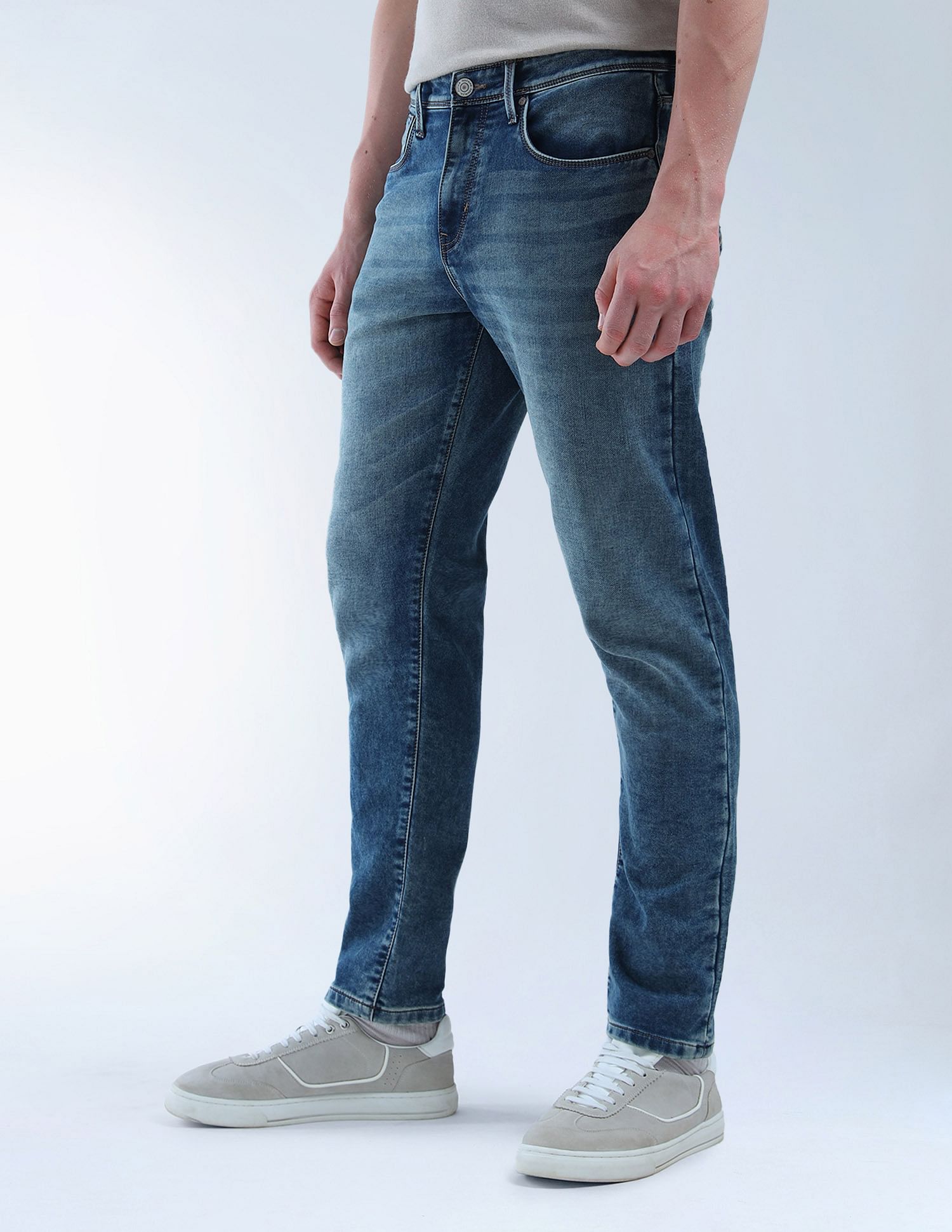 Flying Machine Slash Slim Tapered Fit Flex Knit Max Jeans