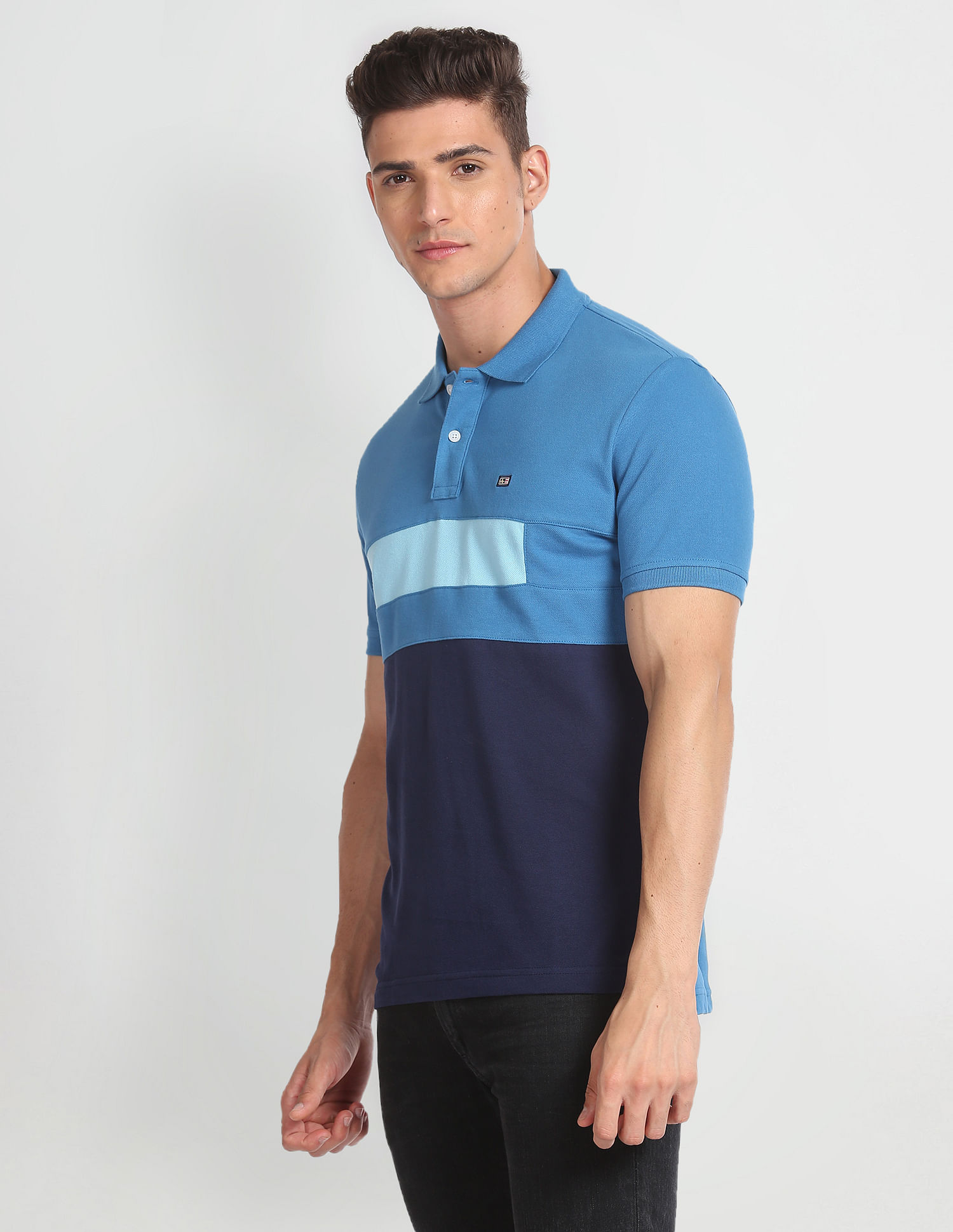 Arrow Sports Panelled Colour Block Polo Shirt