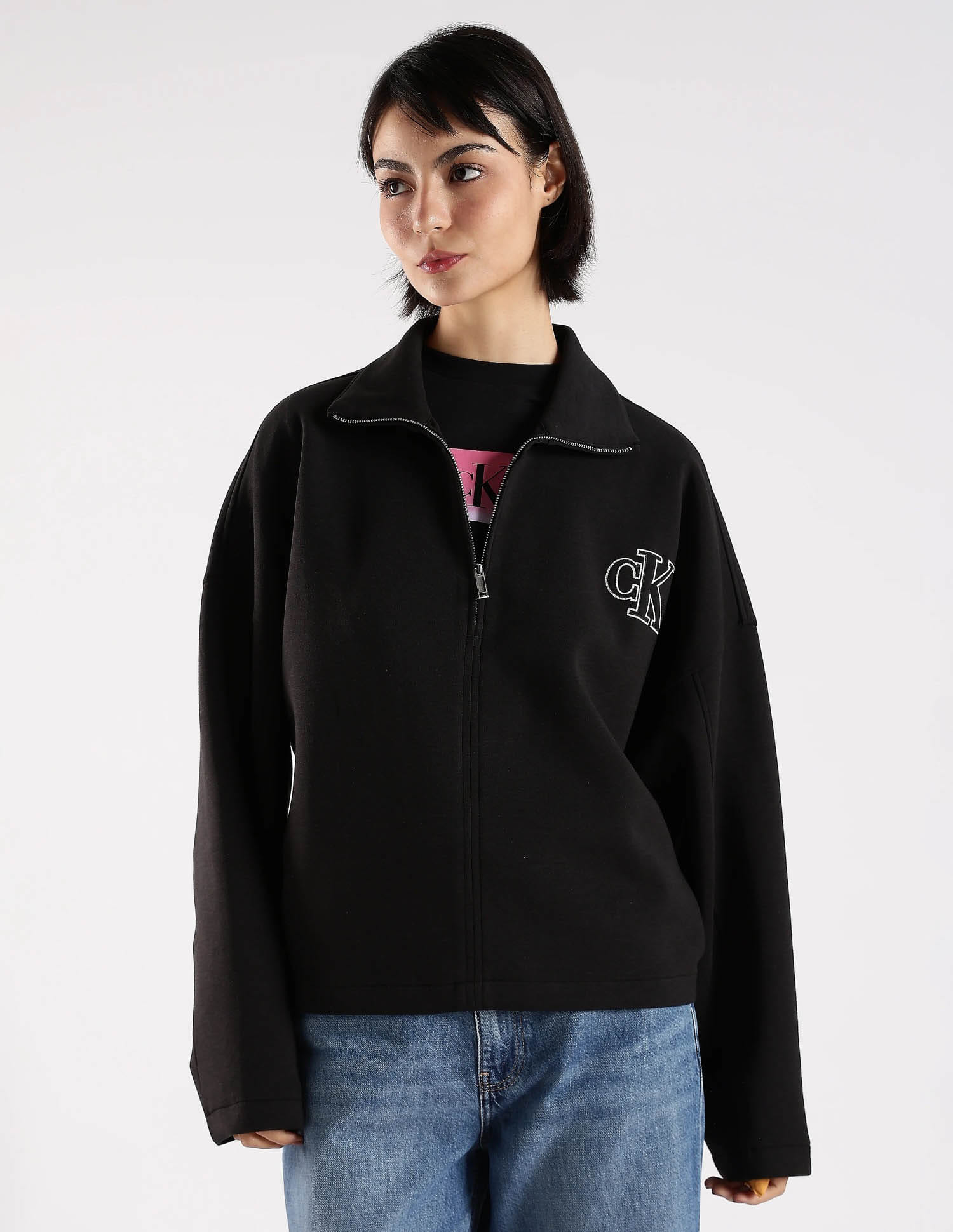 Buy Calvin Klein Jeans Relaxed Fit Polyester Half-Zip Neck Jacket