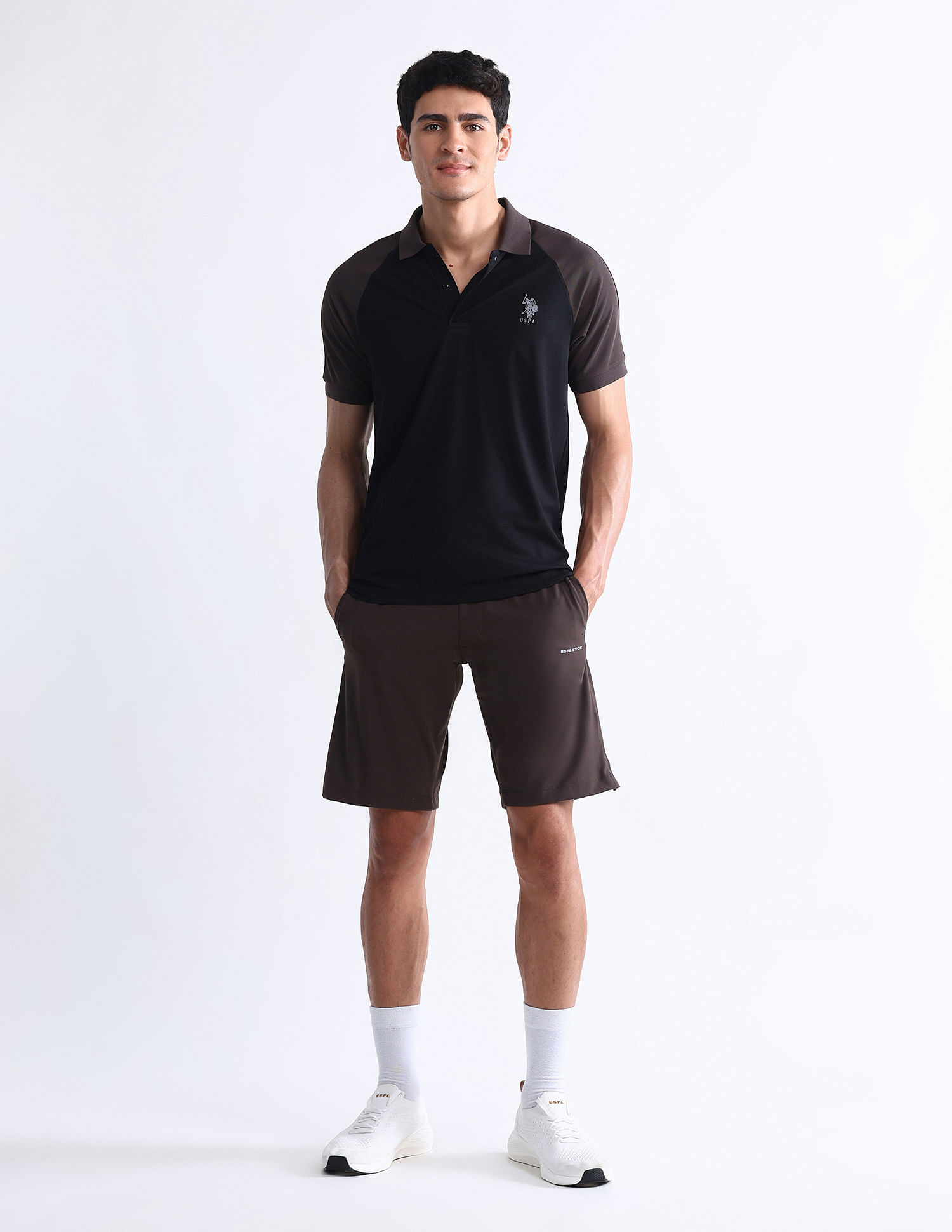 USPA Active Colourblocked Slim Fit Polo Shirt
