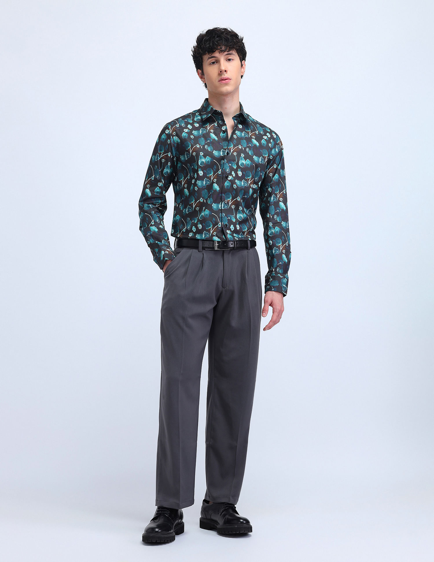 Flying Machine Abstract Pattern Regular Slim Fit Shirt