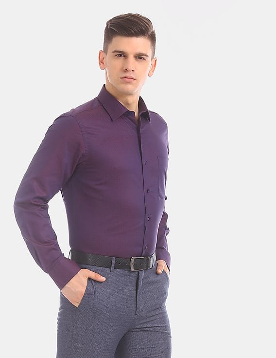 Buy Arrow Regular Fit Two Tone Formal Shirt
