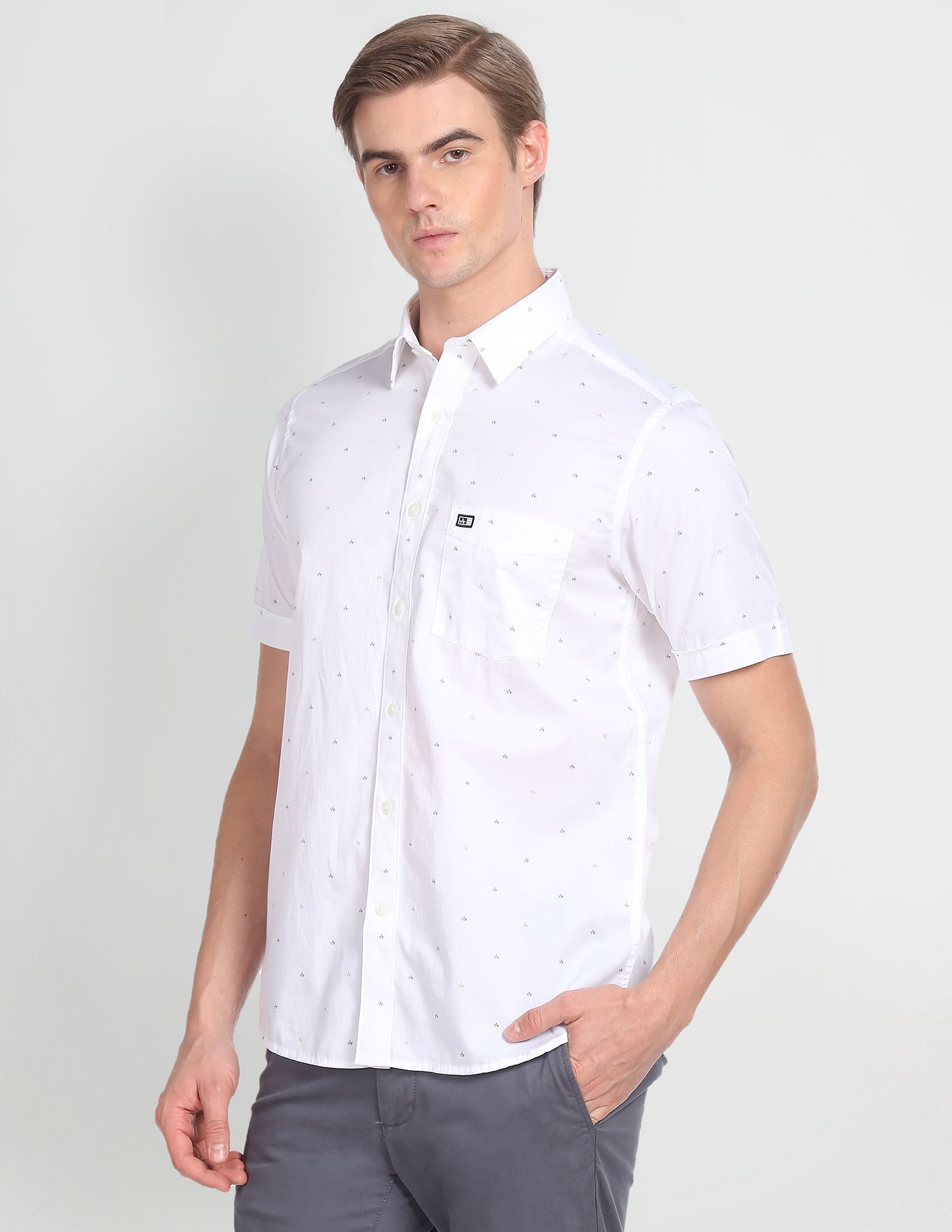 Arrow Sports Brand Print Twill Casual Shirt