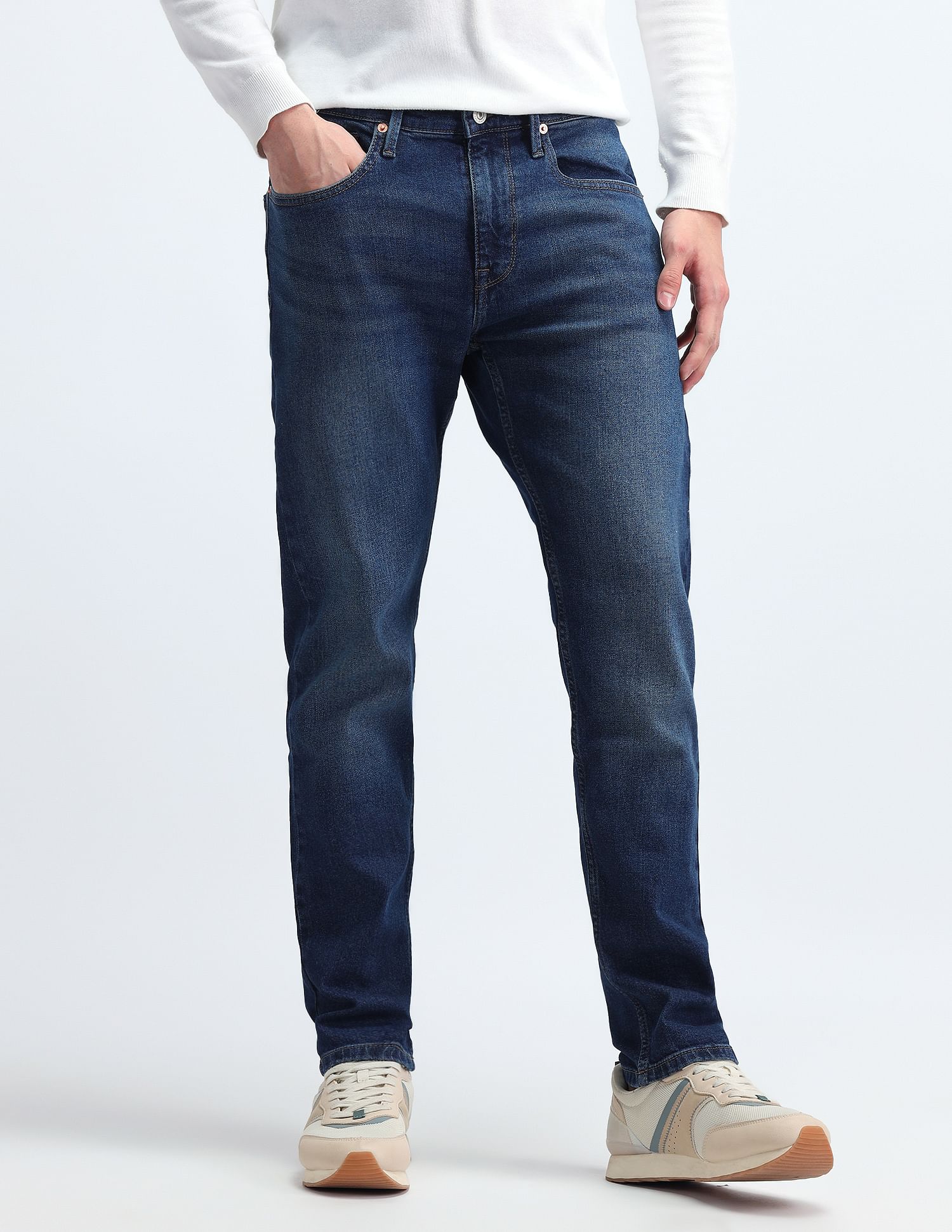 Flying Machine Slash Slim Tapered Fit Jeans
