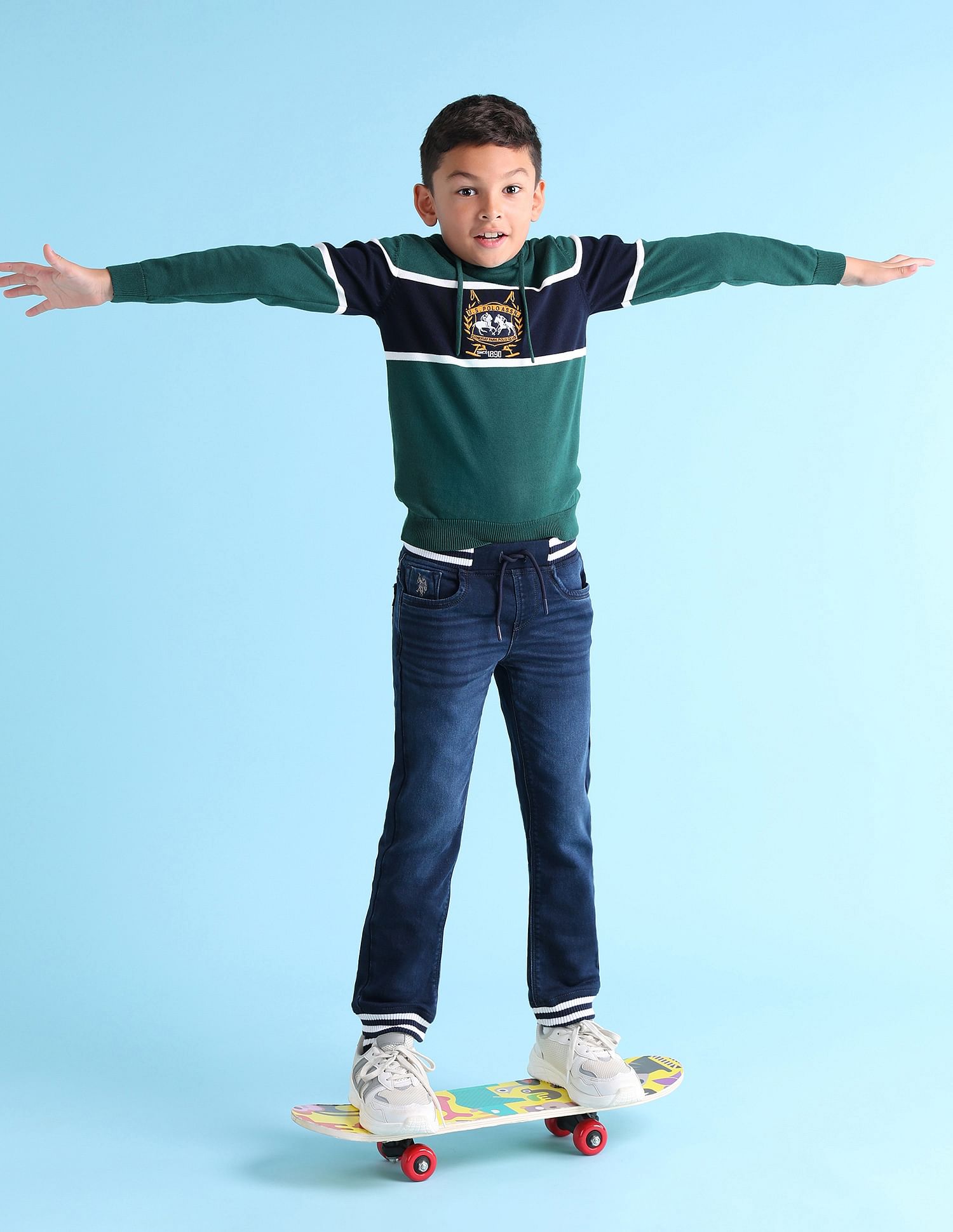 U.S. Polo Assn. Kids Boys Striped Hooded Sweater
