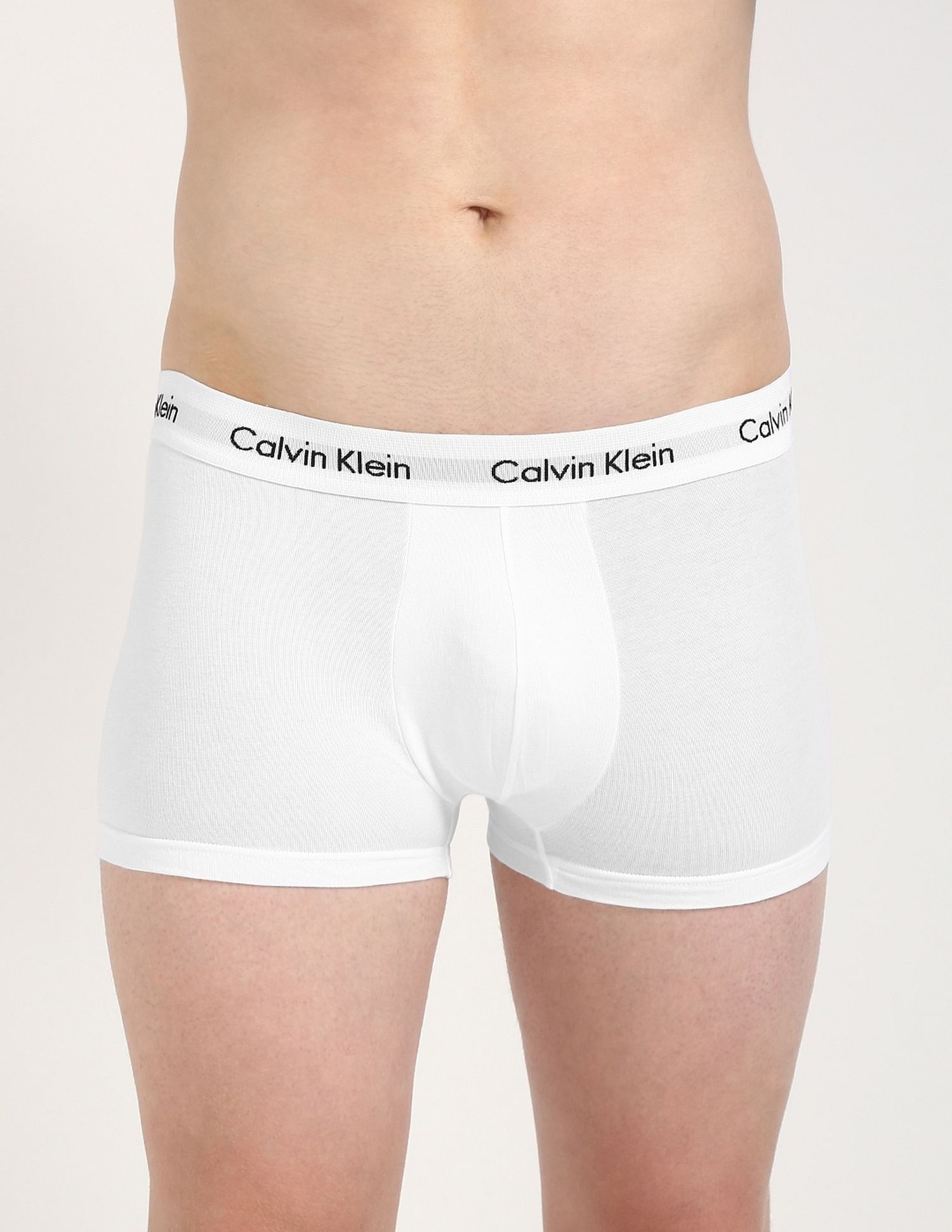 Calvin Klein Underwear Low Rise Solid White Trunks - Pack Of 3