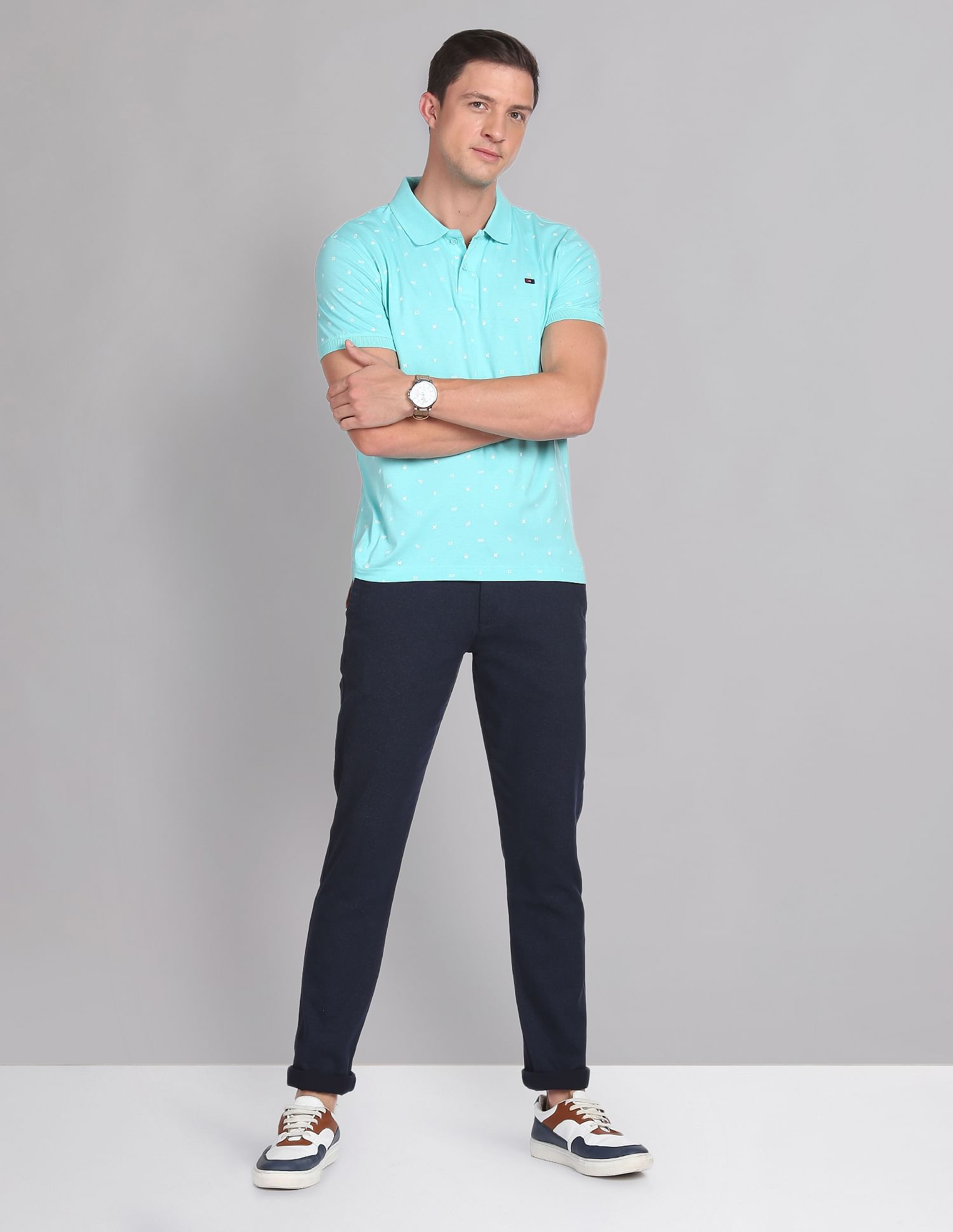 AD by Arvind Cotton Slim Fit Polo Shirt