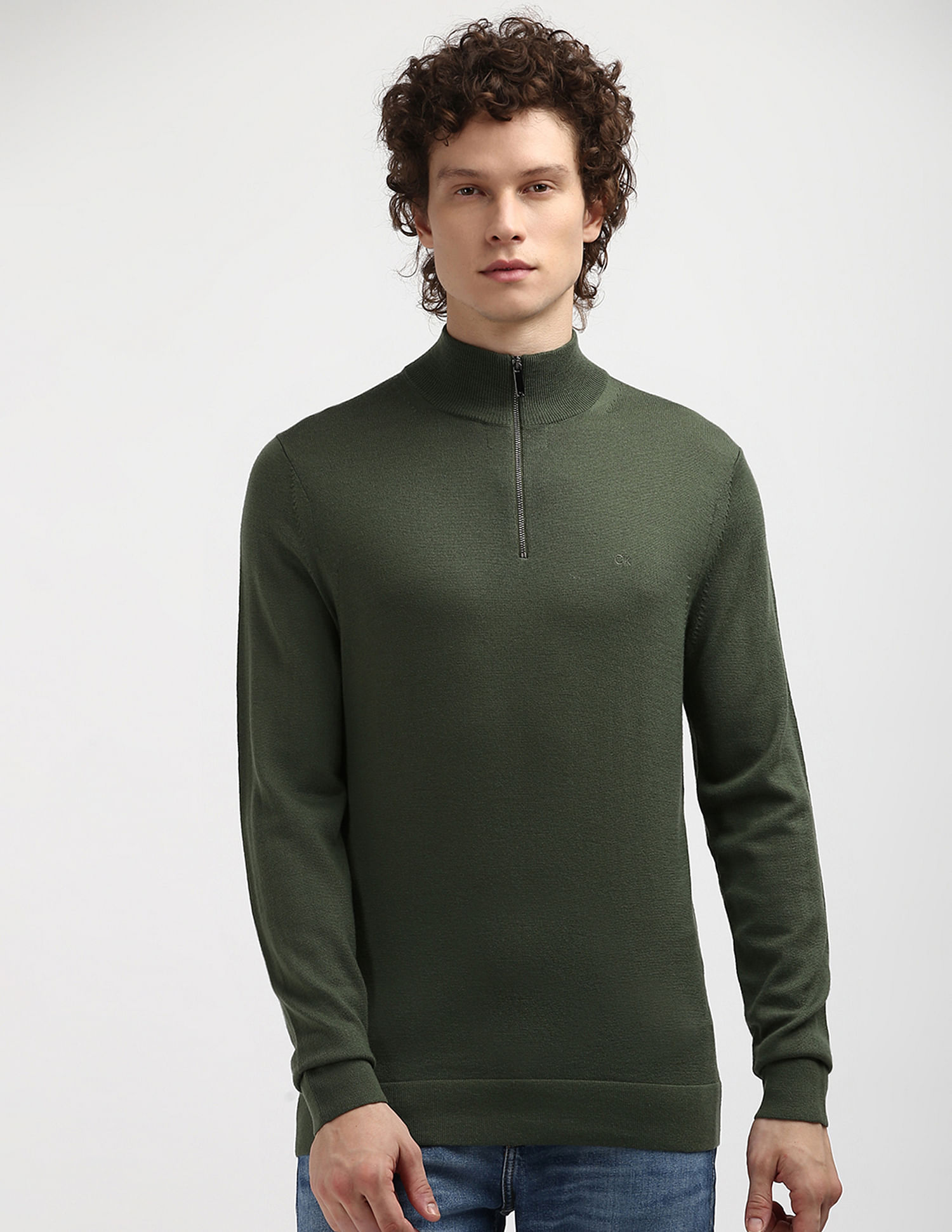 Calvin Klein Merino Wool Zip Up Sweater