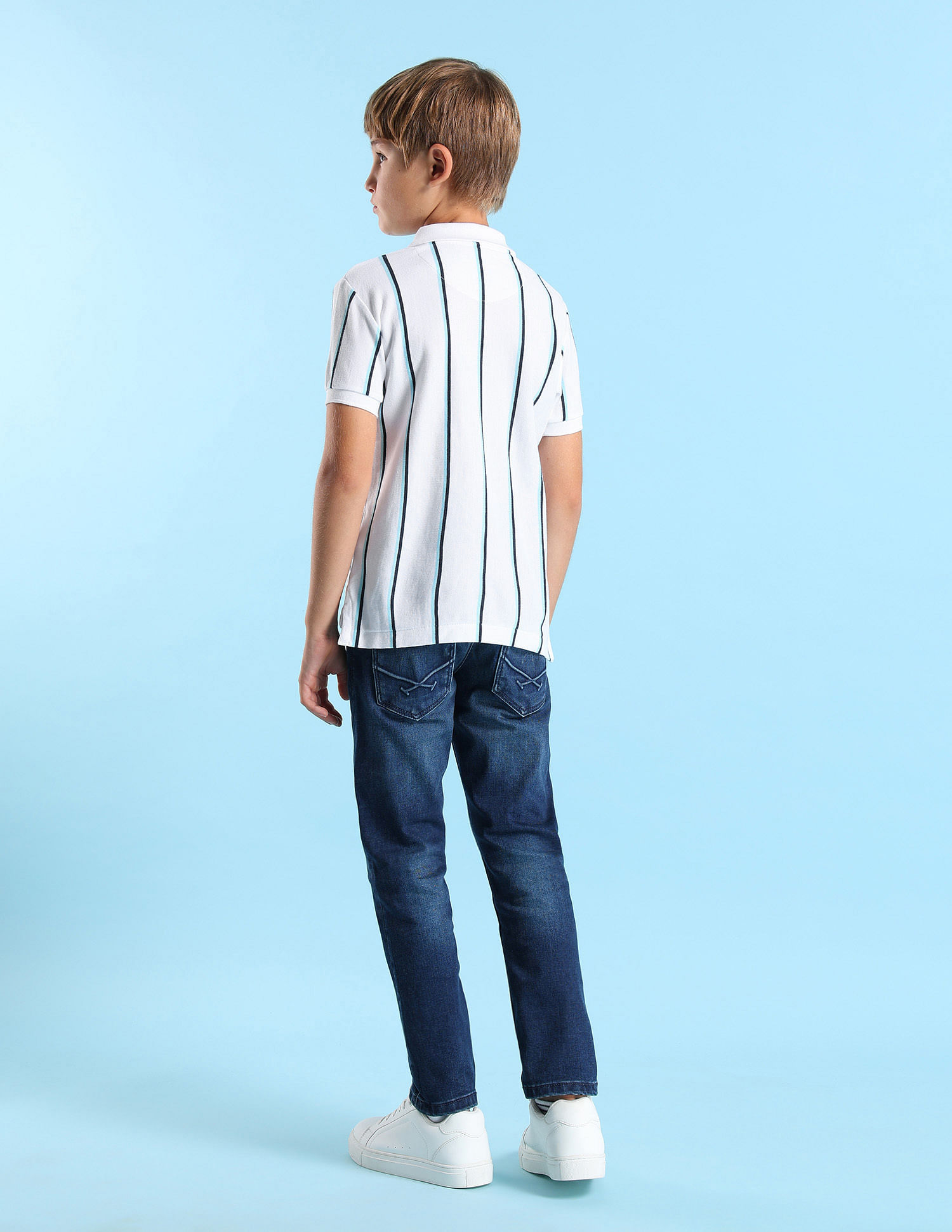 U.S. Polo Assn. Kids Boys Vertical Striped Regular Fit Polo Shirt