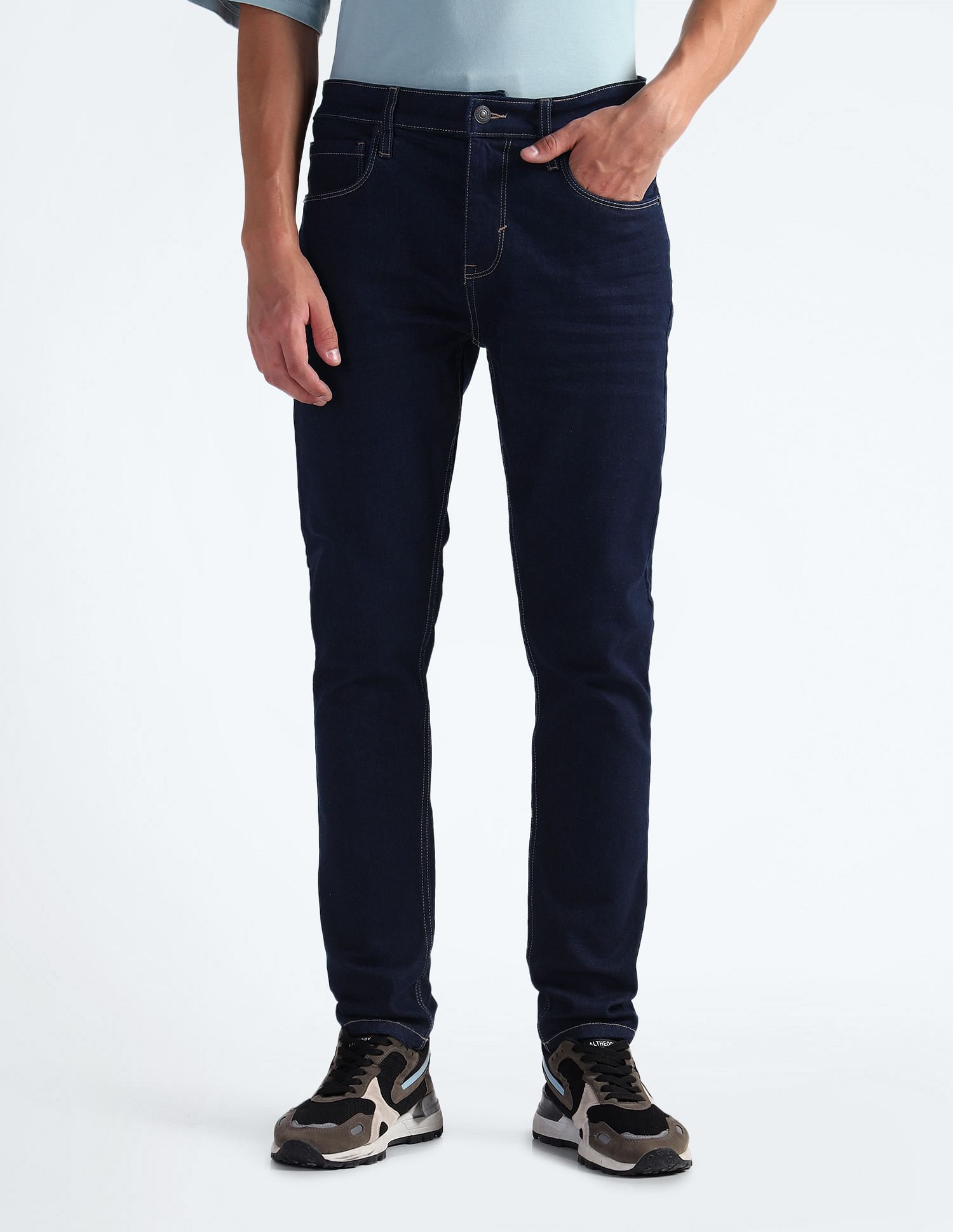 Flying Machine Slash Slim Tapered Rinsed Jeans