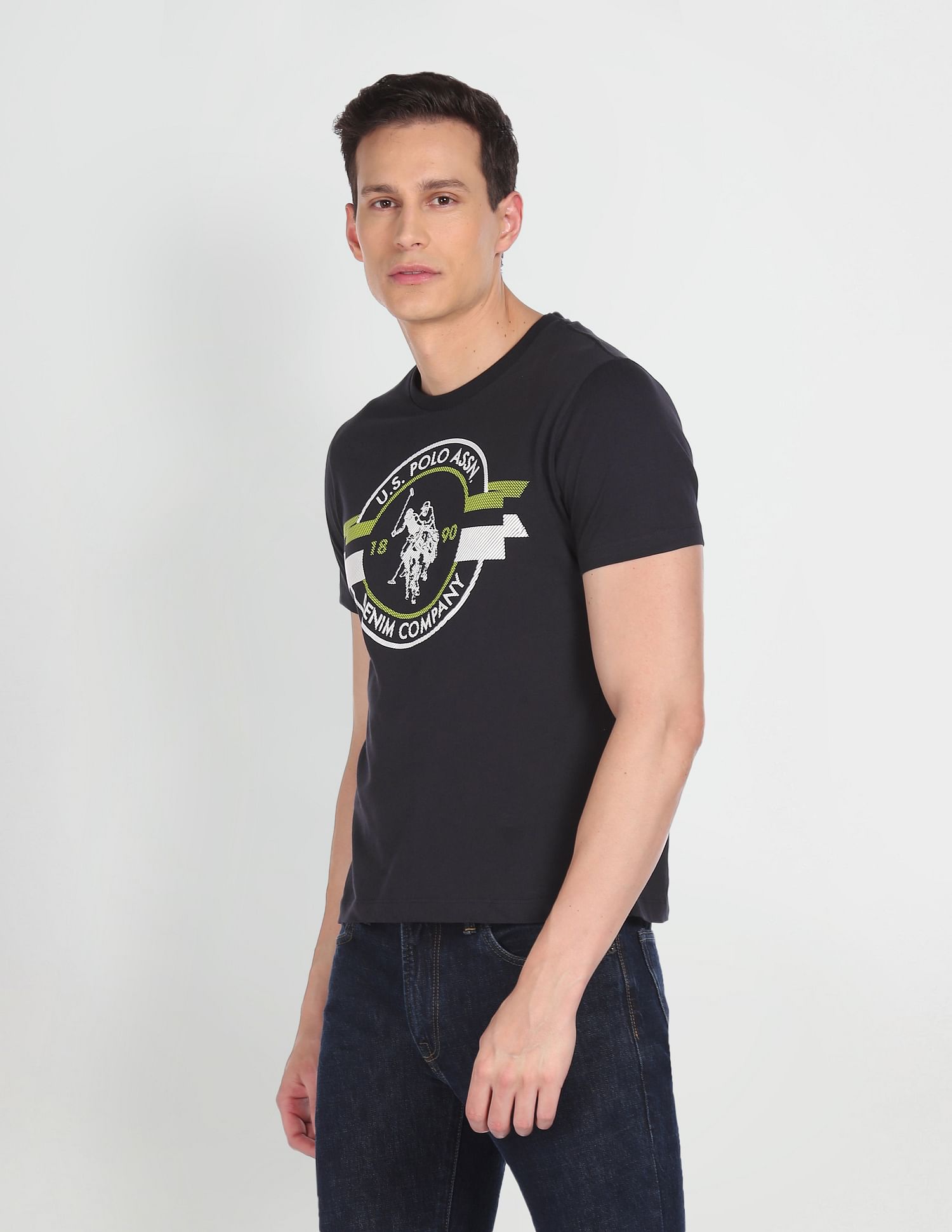 U.S. Polo Assn. Denim Co. Ribbed Neck Brand Print T-Shirt