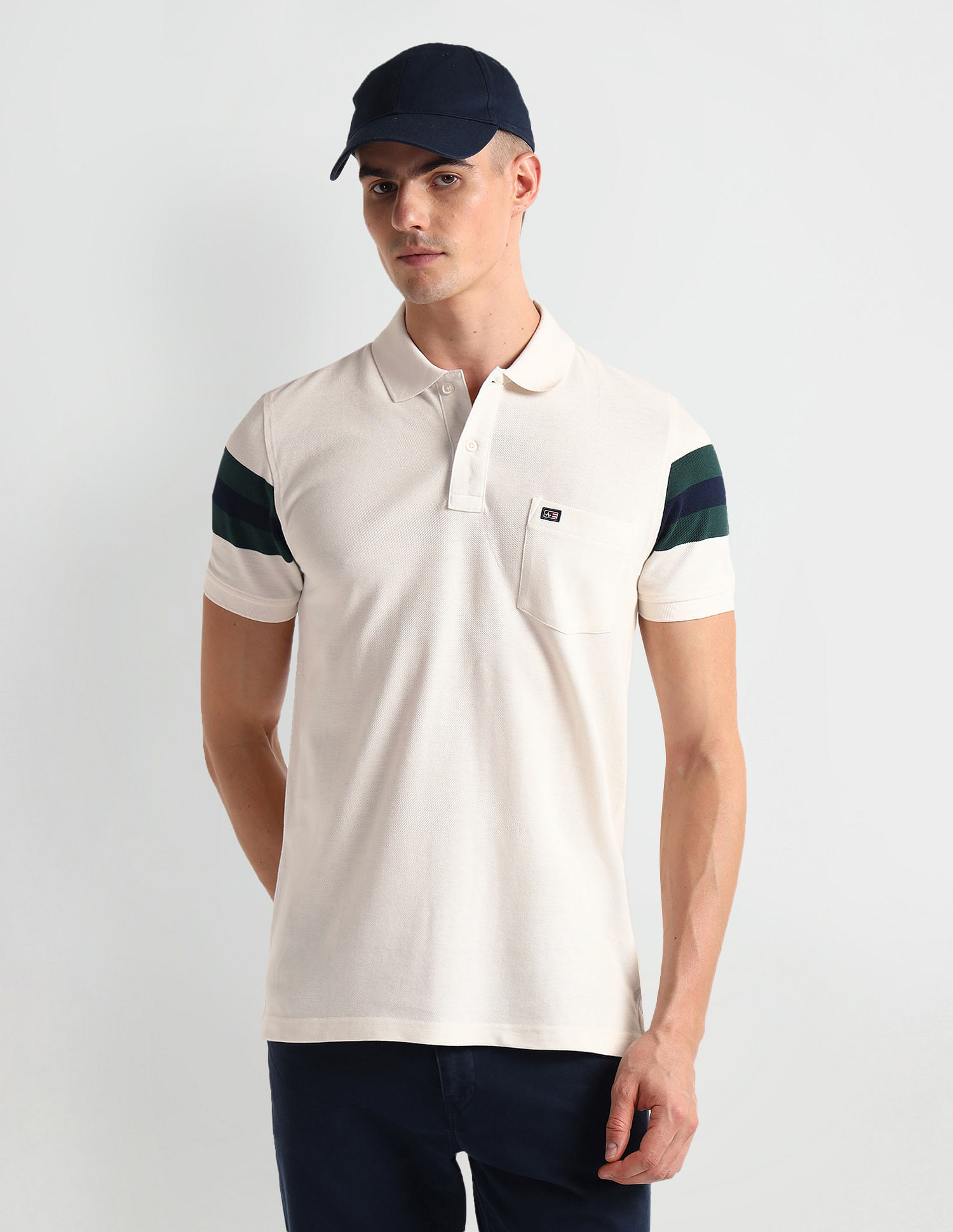 Arrow Sports Horizontal Stripe Pique Polo Shirt