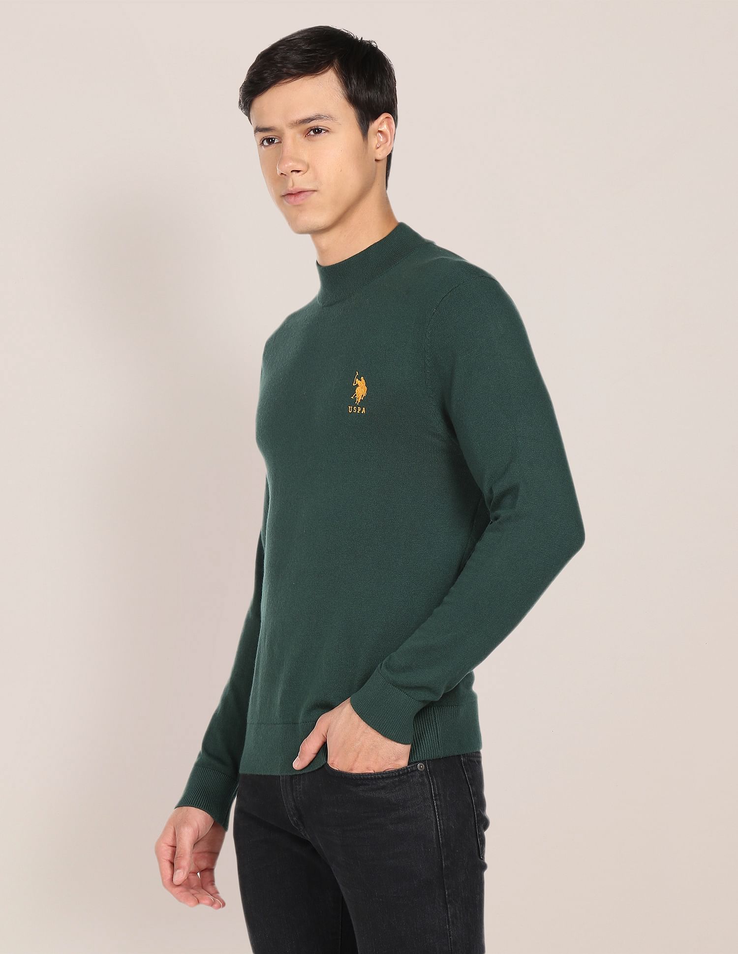 U.S. Polo Assn. Mock Neck Solid Sweater