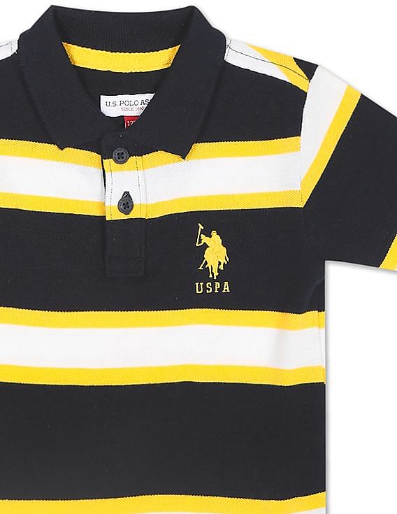 U.S. Polo Assn. Kids Ribbed Collar Striped Polo Shirt