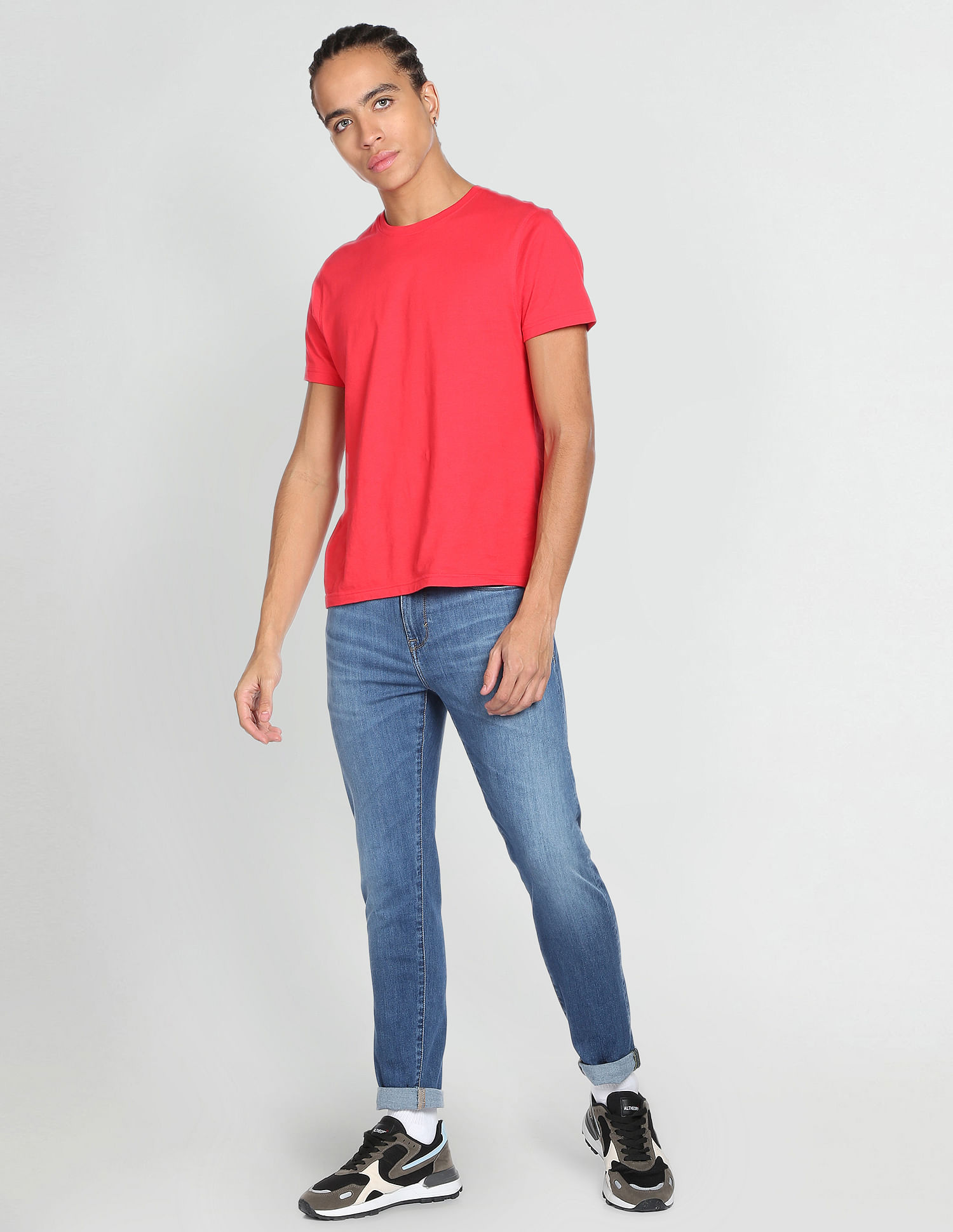 Flying Machine Slash Slim Tapered Fit Rinsed Jeans
