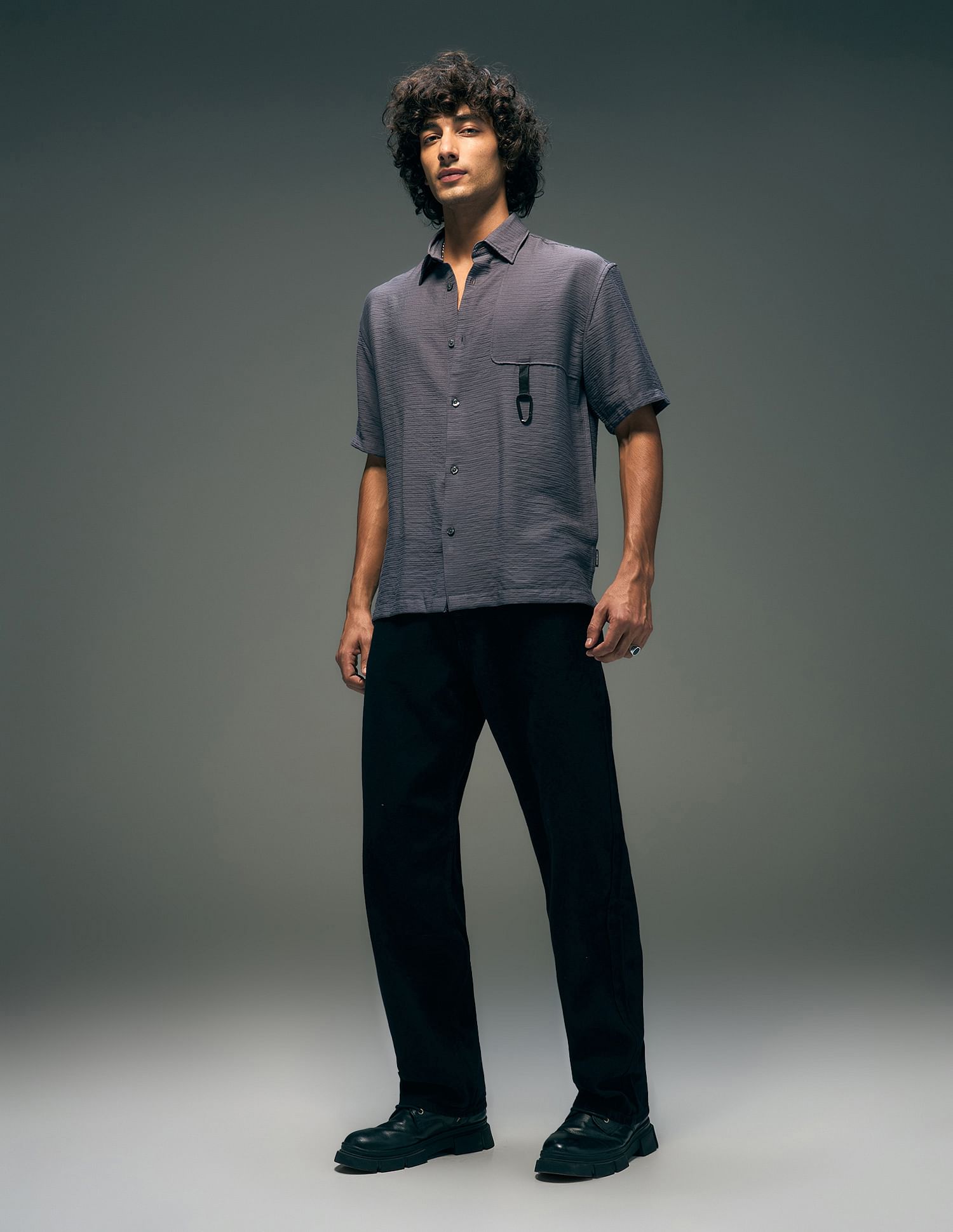 Flying Machine Textured Oversized Fit Shirt