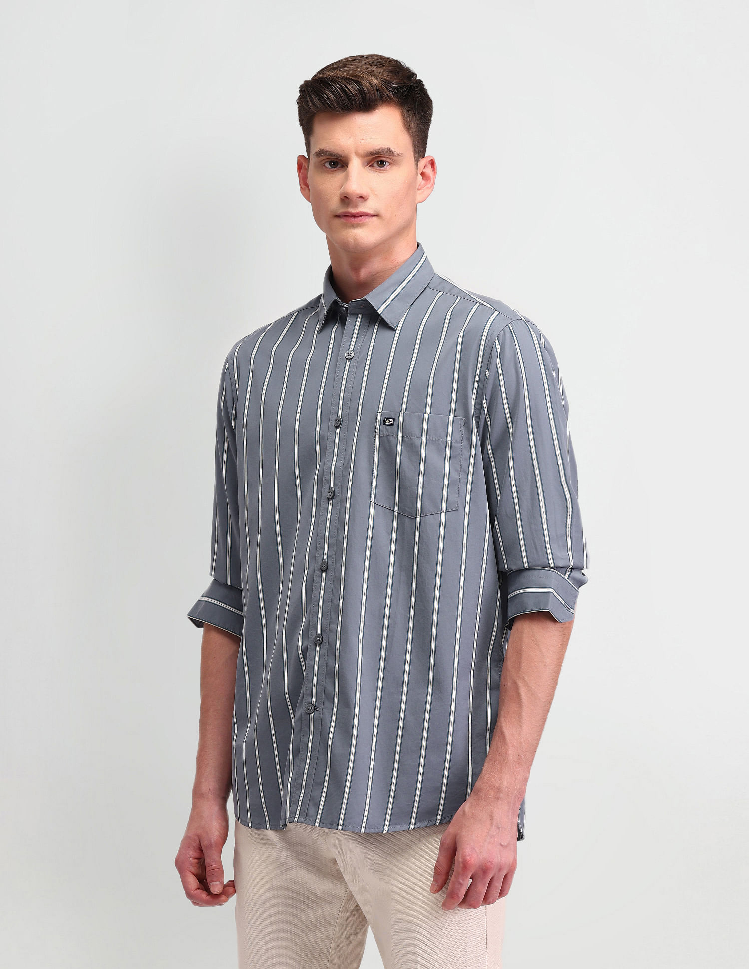 Arrow Sport Tailored Fit Vertical Stripes Shirt