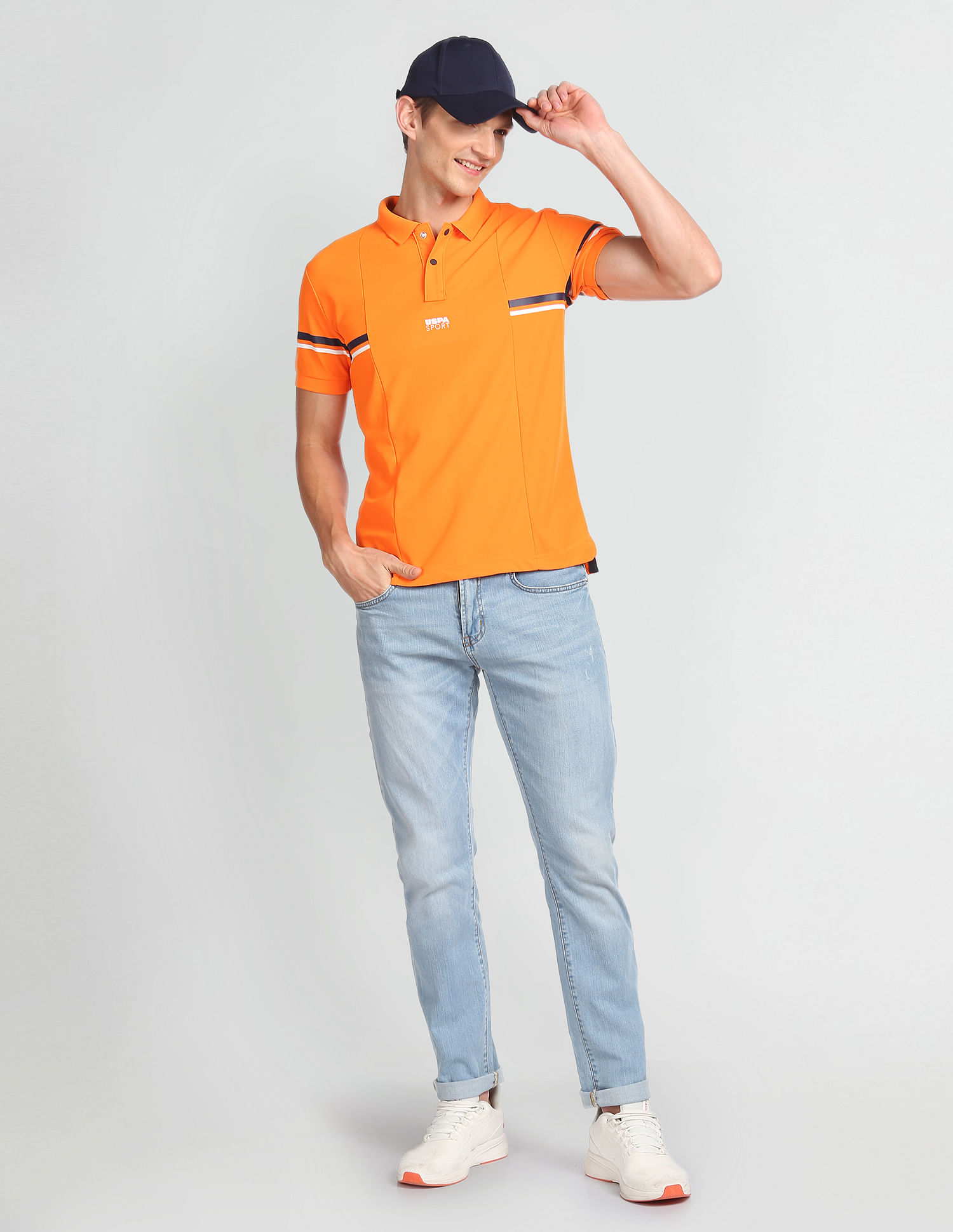 Buy USPA Active Slim Fit Horizontal Stripe Polo Shirt - NNNOW.com