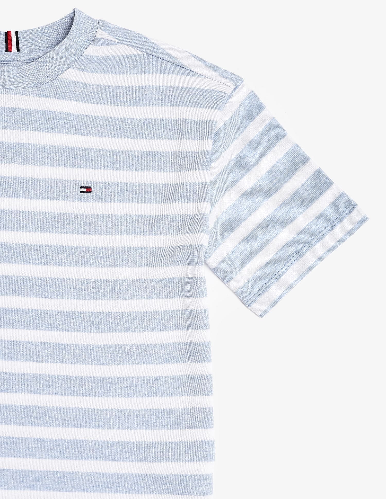 Tommy Hilfiger Kids Boys Logo Striped Regular Fit Cotton T-Shirt