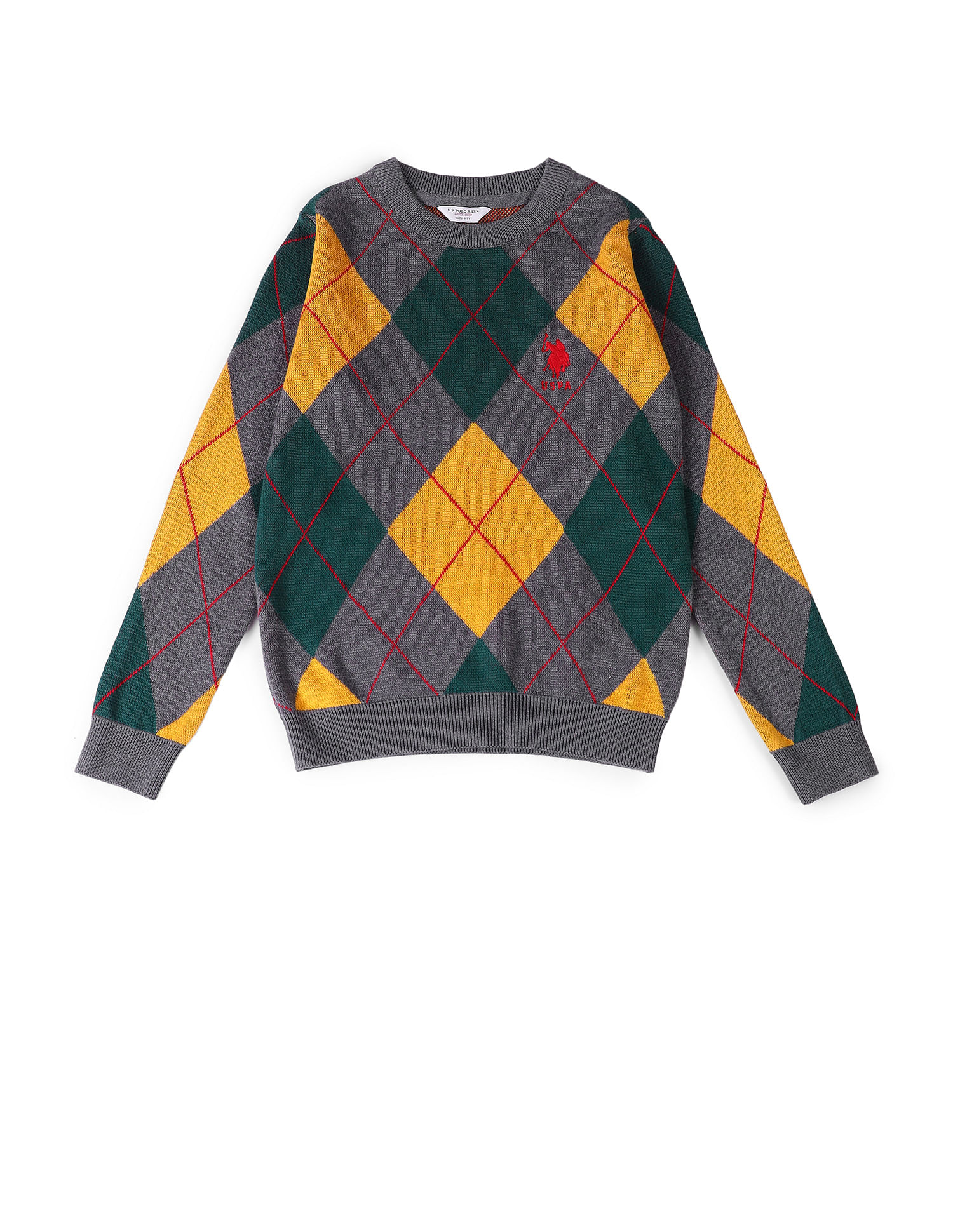 U.S. Polo Assn. Kids Boys Printed Regular Fit Sweater