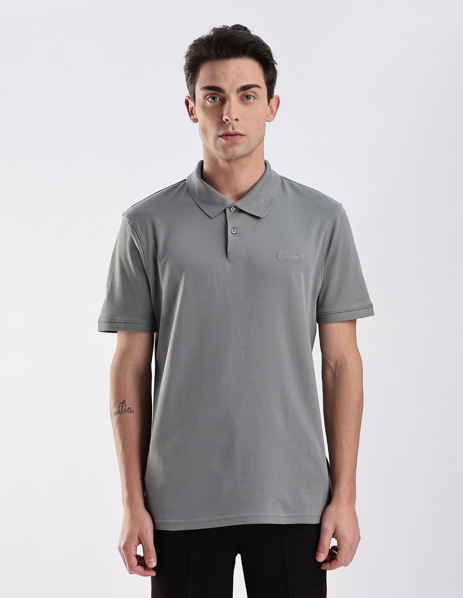 Calvin Klein Jeans Regular-Fit Solid Cotton Polo Shirt