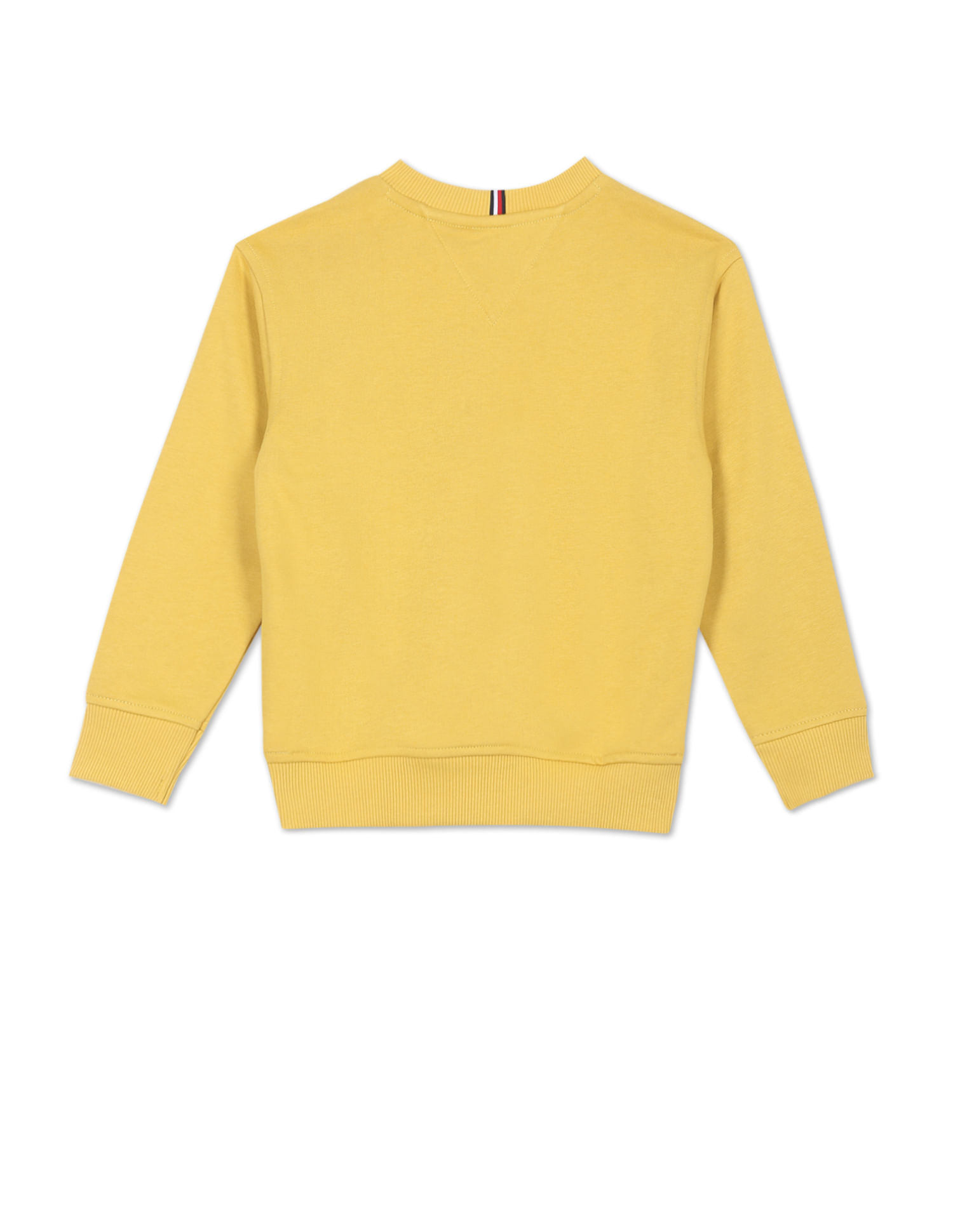 Buy Tommy Hilfiger Kids Boys Yellow Crew Neck Flag Logo Sweatshirt