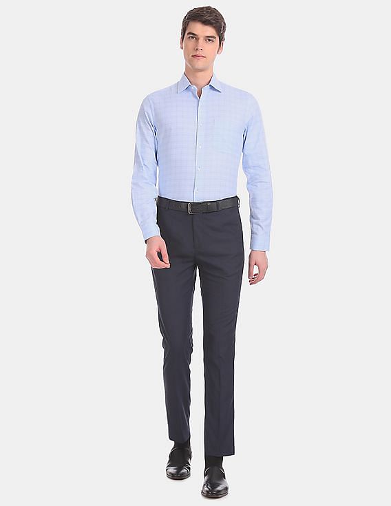 Arrow French Placket Long Sleeve Check Formal Shirt