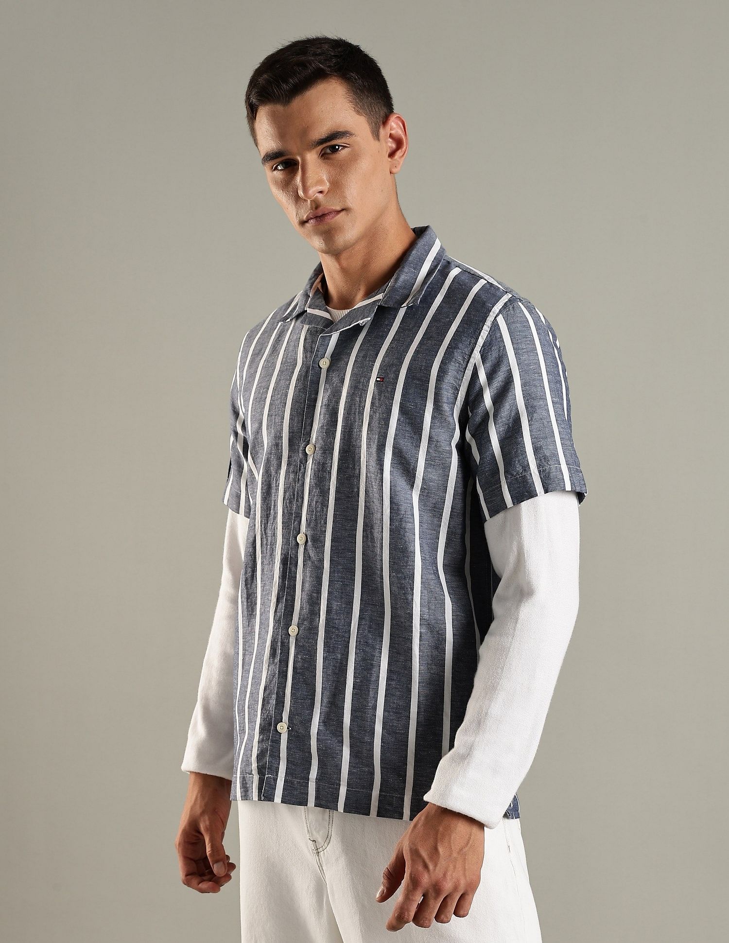 Tommy Hilfiger Striped Regular Fit Cotton Shirt