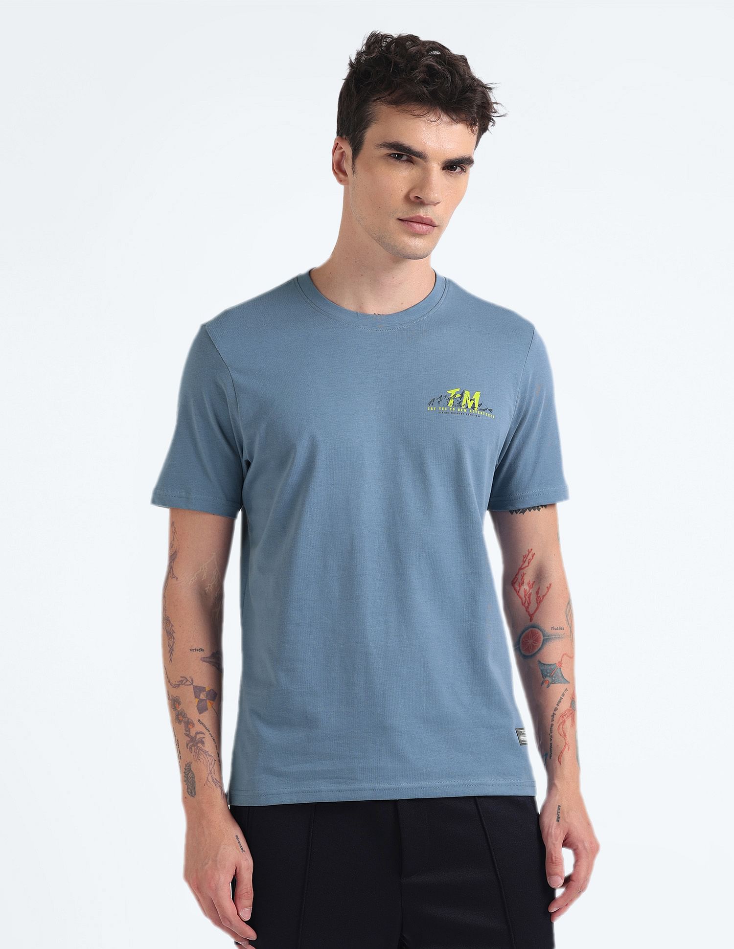 Flying Machine Back Graphic Cotton T-Shirt