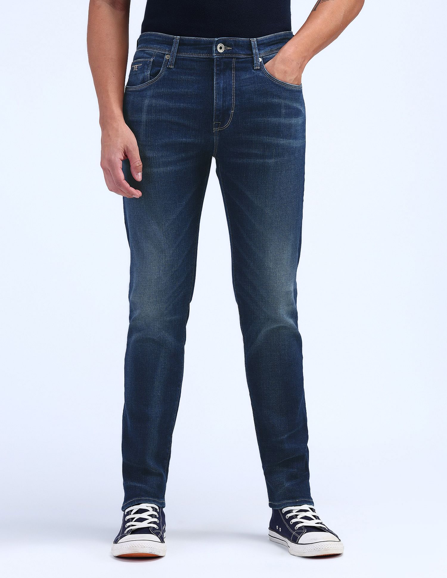 Flying Machine Slash Slim Tapered Washed Jeans