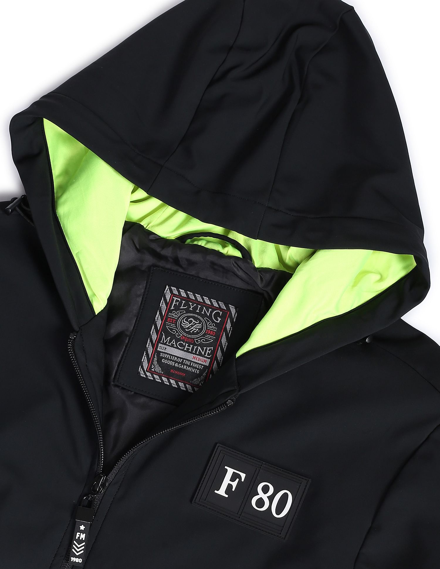 Flying Machine Panelled Solid Hooded Jacket