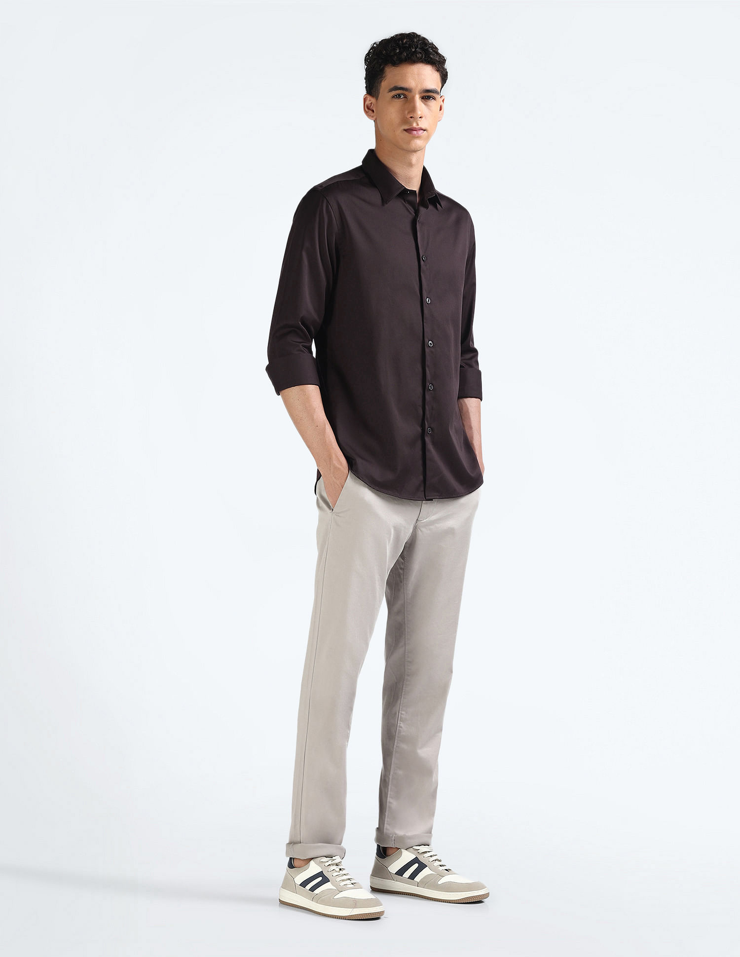 Flying Machine Sateen Cotton Slim Fit Shirt
