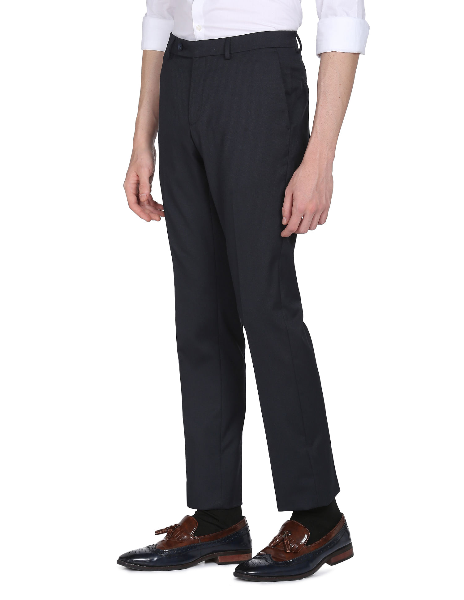 Buy Arrow Hudson Tailored Fit Solid Trousers - NNNOW.com